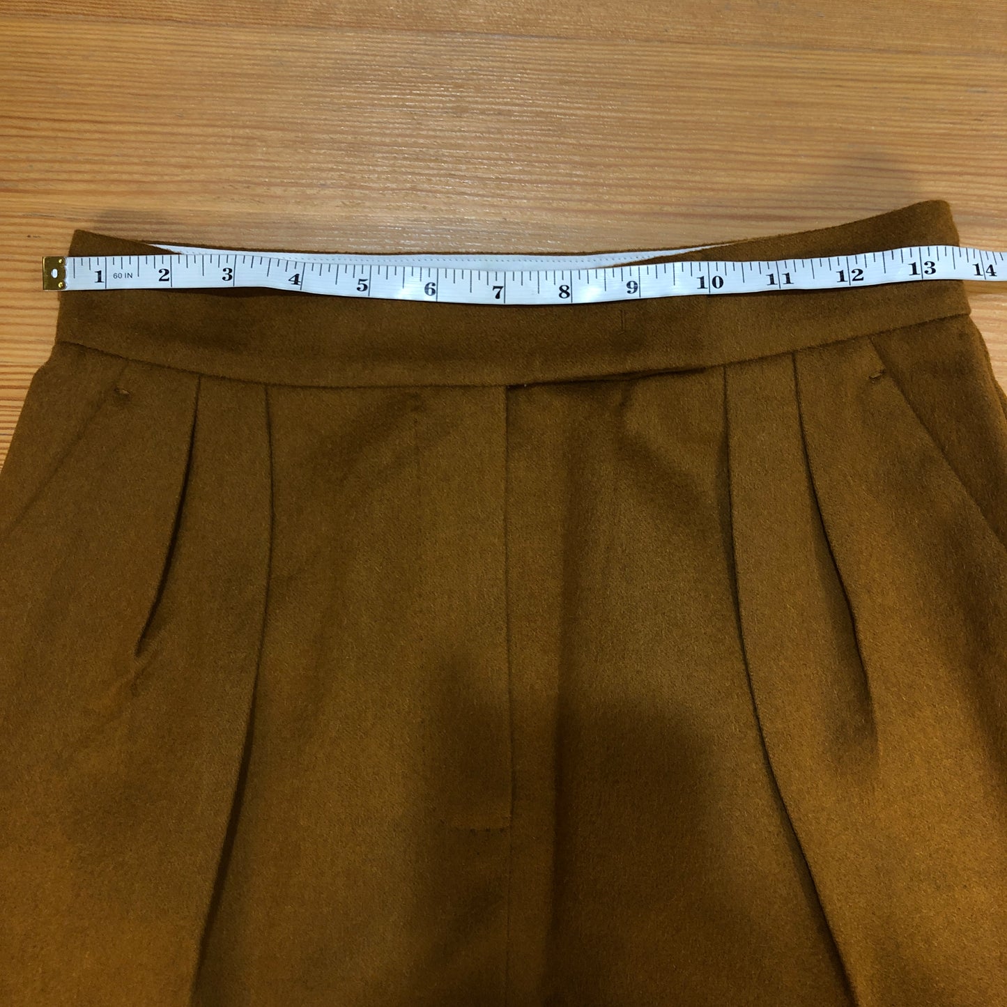 MaxMara Camel Wool Pleated Straight Midi Skirt Size US 8