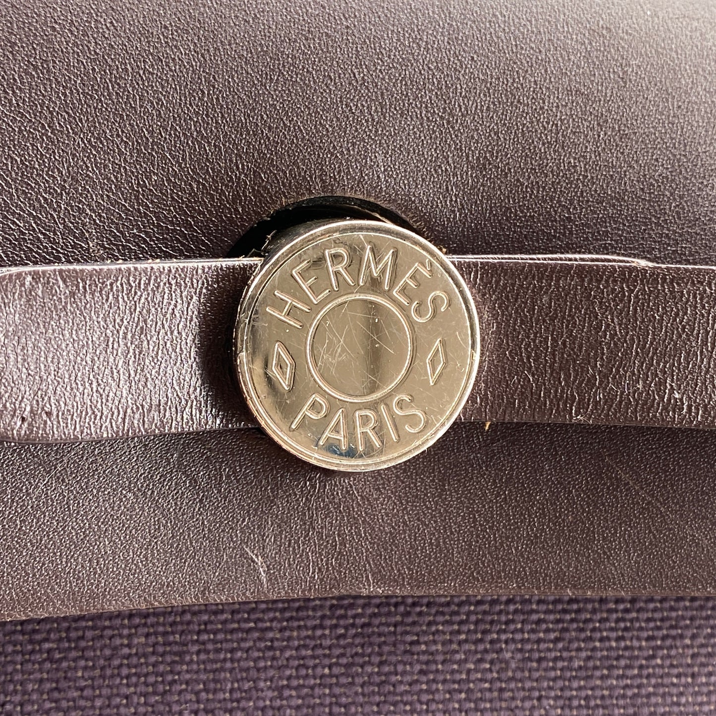 Hermes Herbag 31 Deep Grape Canvas Leather Shoulder Bag