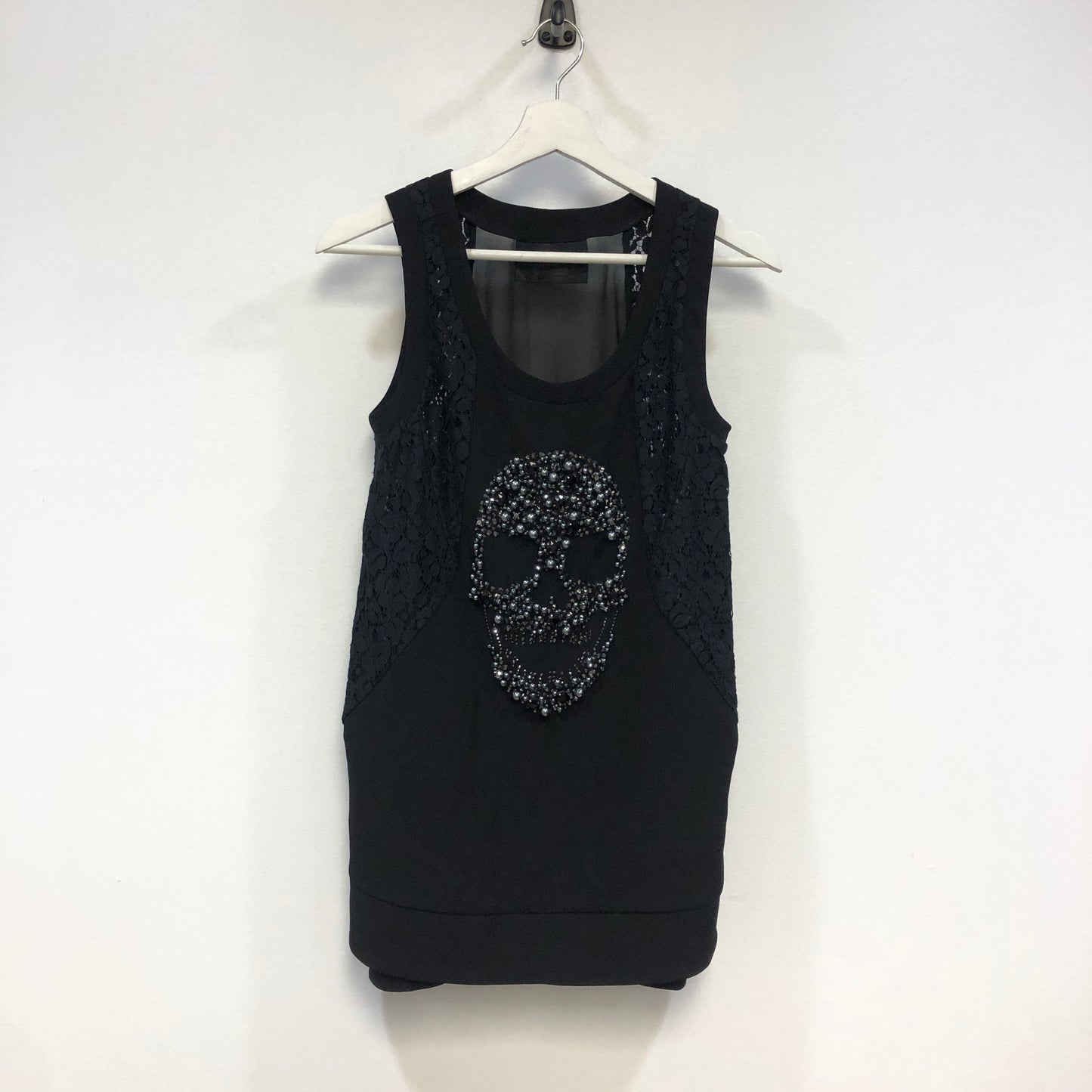 Philipp Plein Crystal Skull Mesh Tank Top Size S