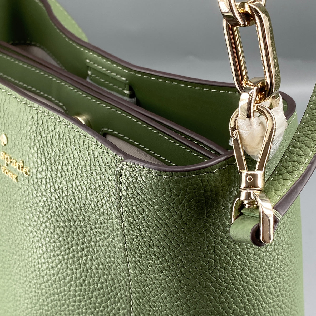 Kate Spade Green Pebbled Leather Bucket Shoulder Bag