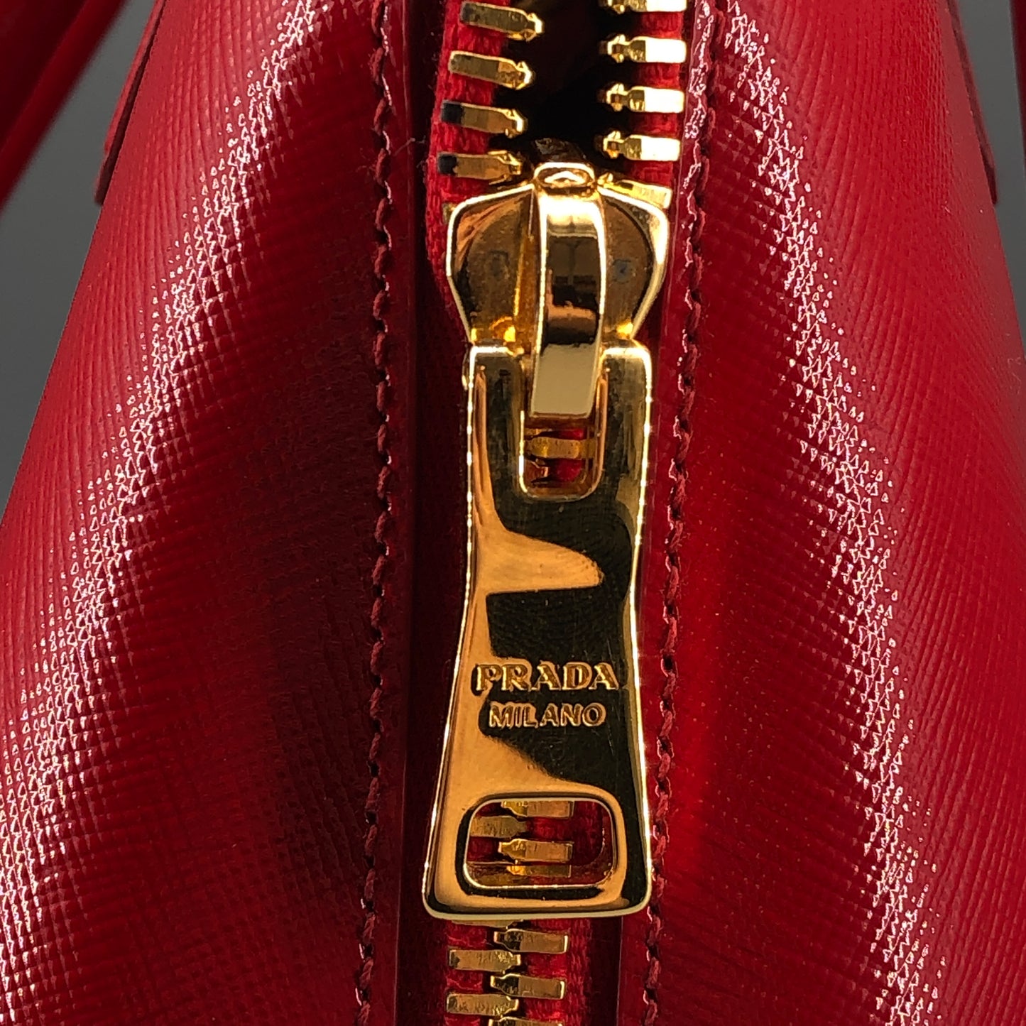 Prada Vernice Saffiano Promenade Dome Satchel Bag Red