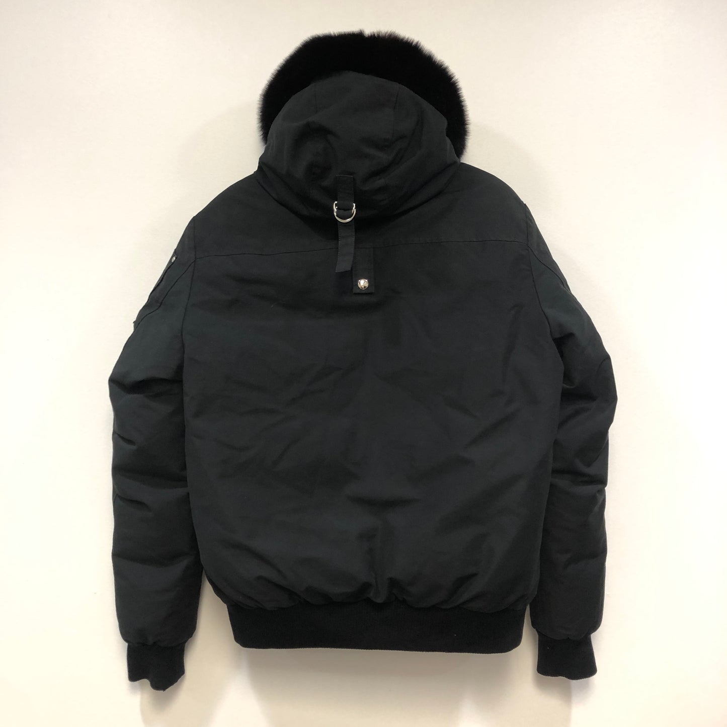 Moose Knuckles Fur-Trimmed Bomber Jacket Size L Black