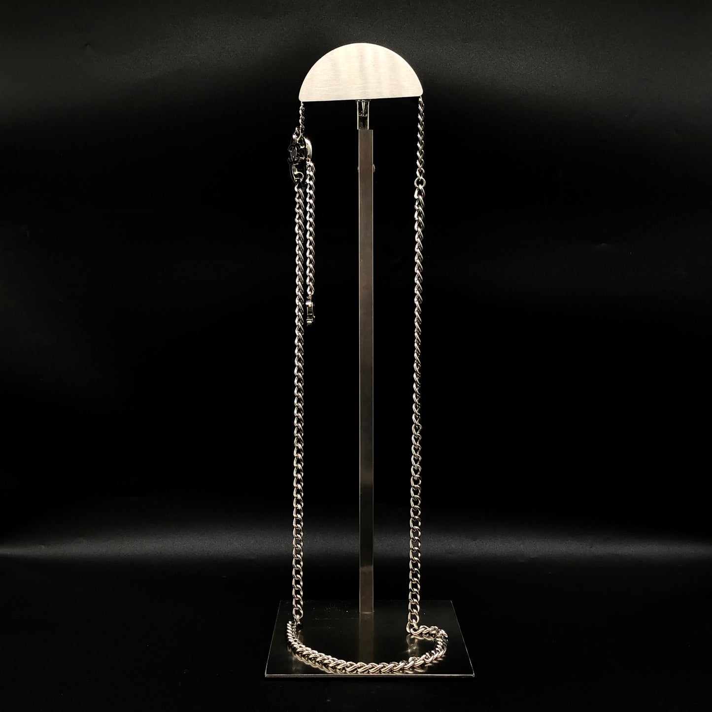 Chanel Black/Silver Interlocking CC Logo Chain Belt/Necklace