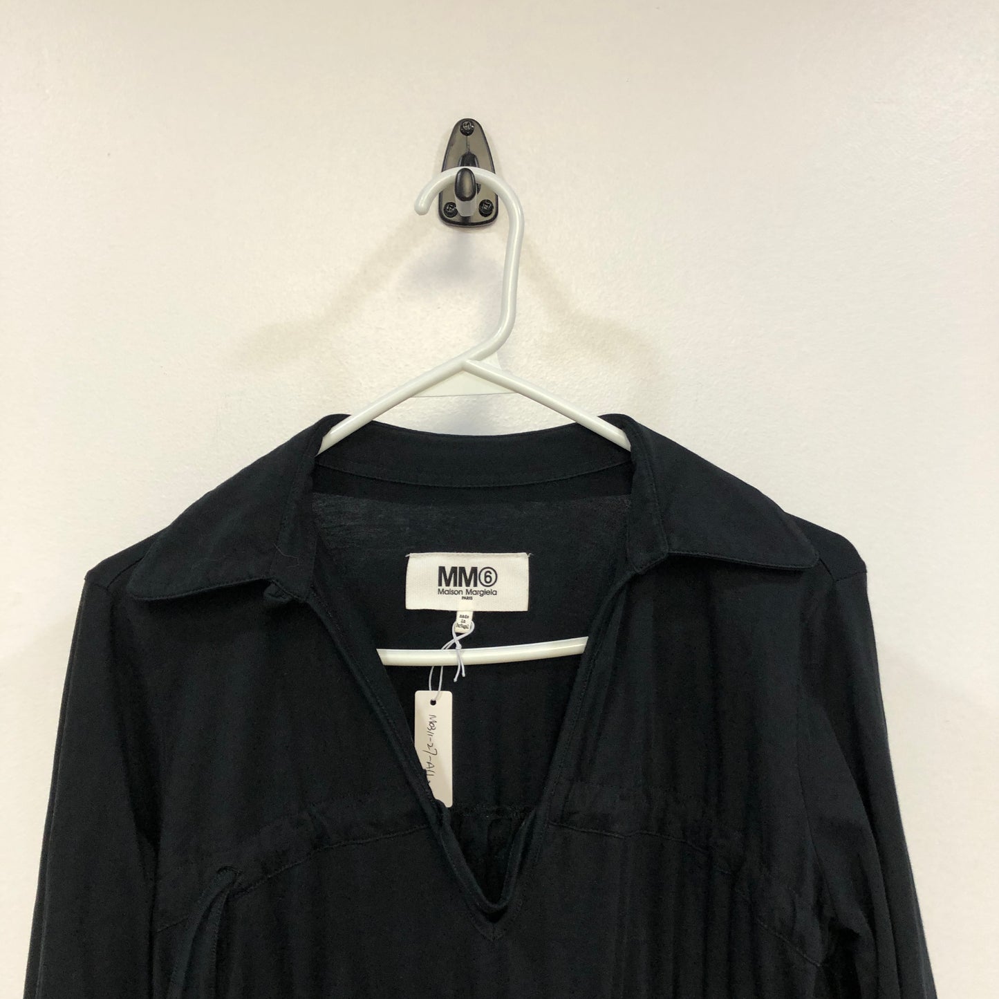 Maison Margiela Black Ruched Long Sleeve Blouse Size XS