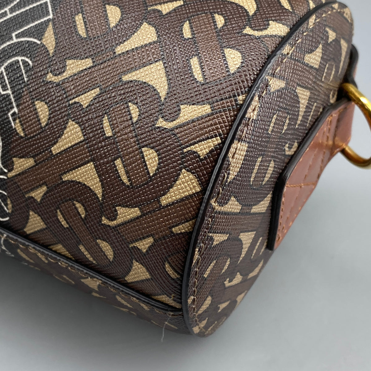 Burberry Brown Monogram Stripe Cylinder Crossbody Bag