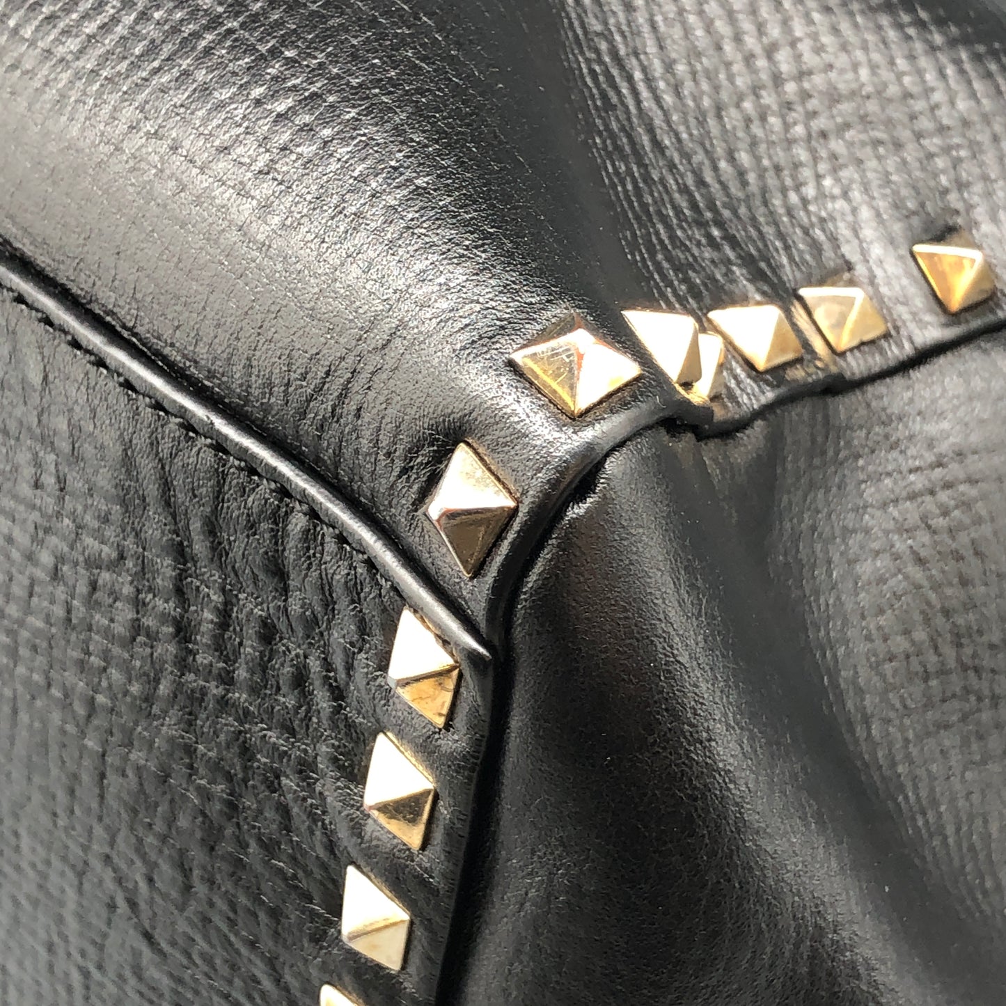Valentino Garavani Black Leather Rockstud Tote Bag