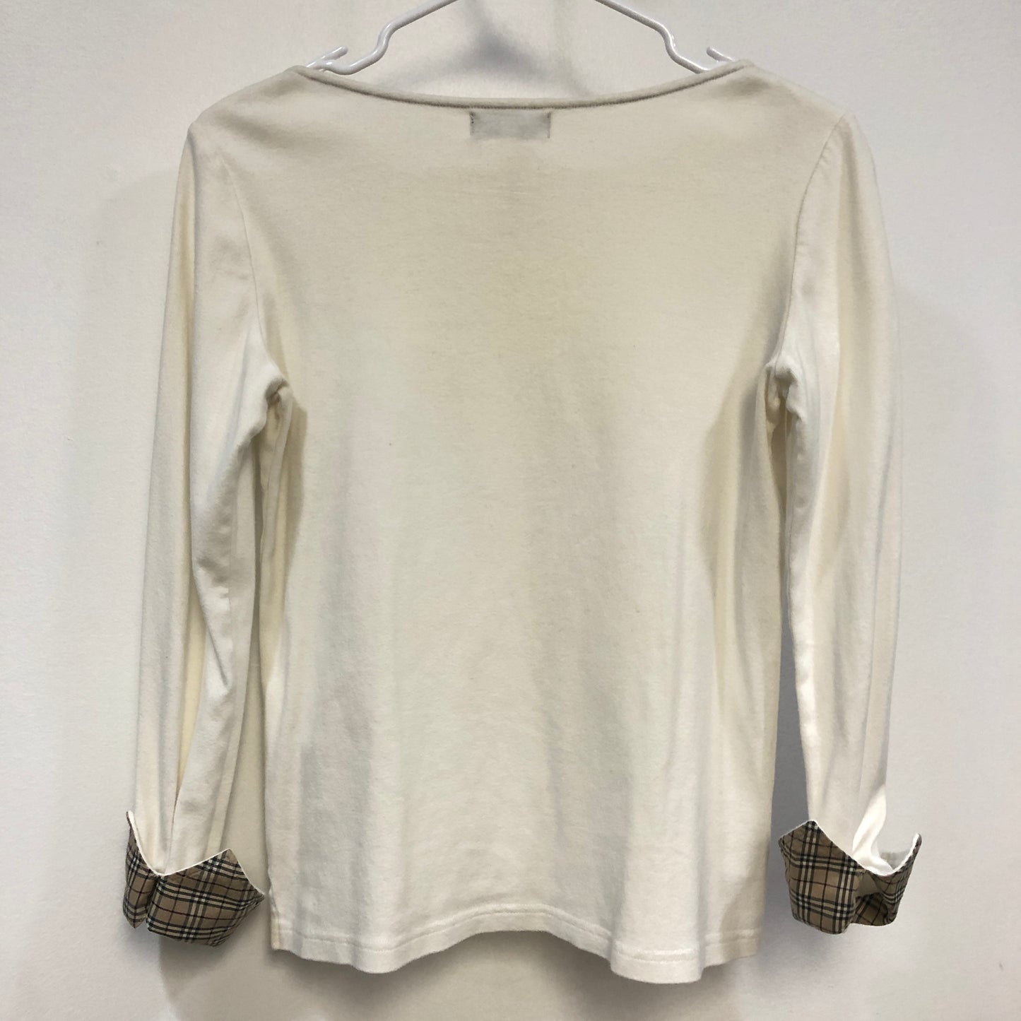 Burberry Blue Label Embroidered Horse Long Sleeve Top Size 38 Cream
