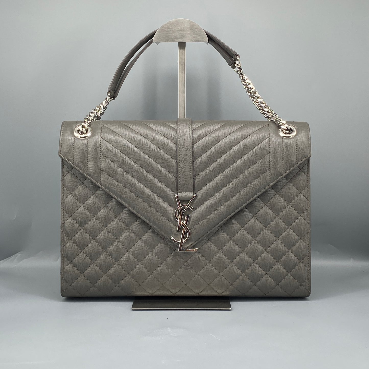 Saint Laurent Envelope Mix Matelassé Grey Chain Shoulder Bag