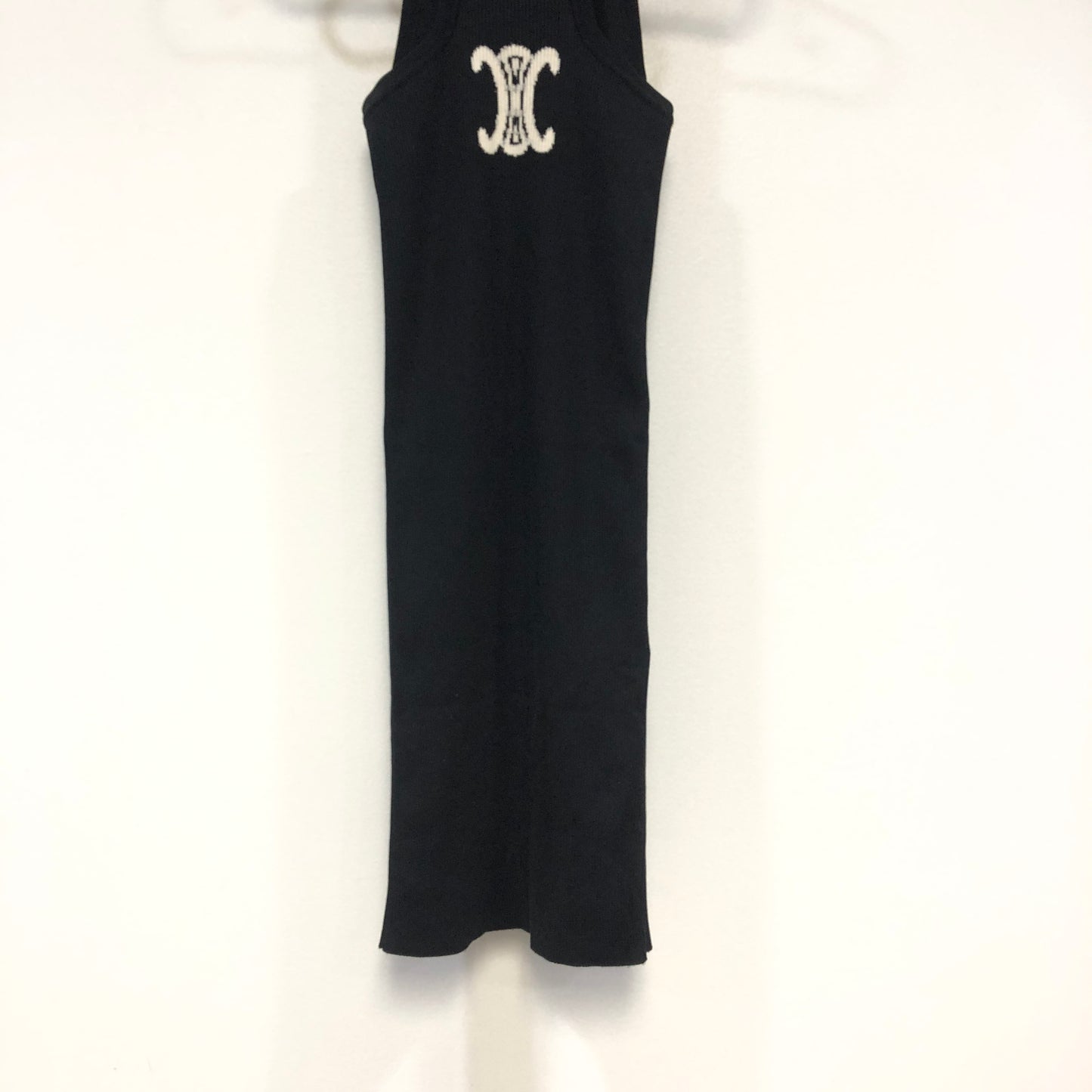 Celine NWT Black Triomphe Logo Ribbed Tank Dress Size XS