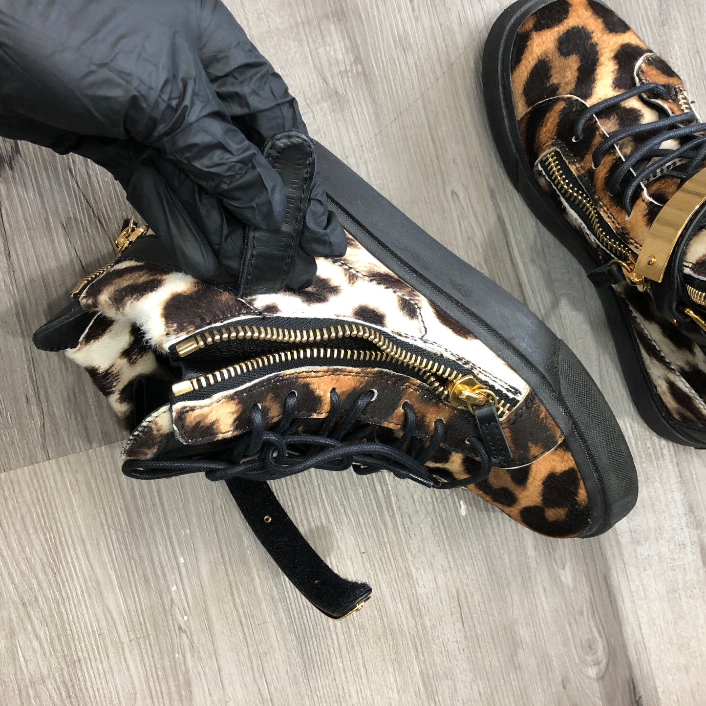 Giuseppe Zanotti Women's Leopard Print High-Top Sneakers shoes 36