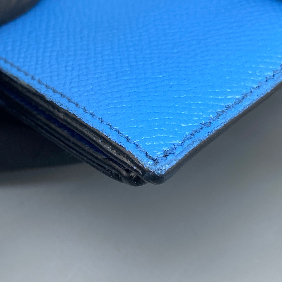 Hermes Bearn Compact Wallet Light Blue & Navy Leather