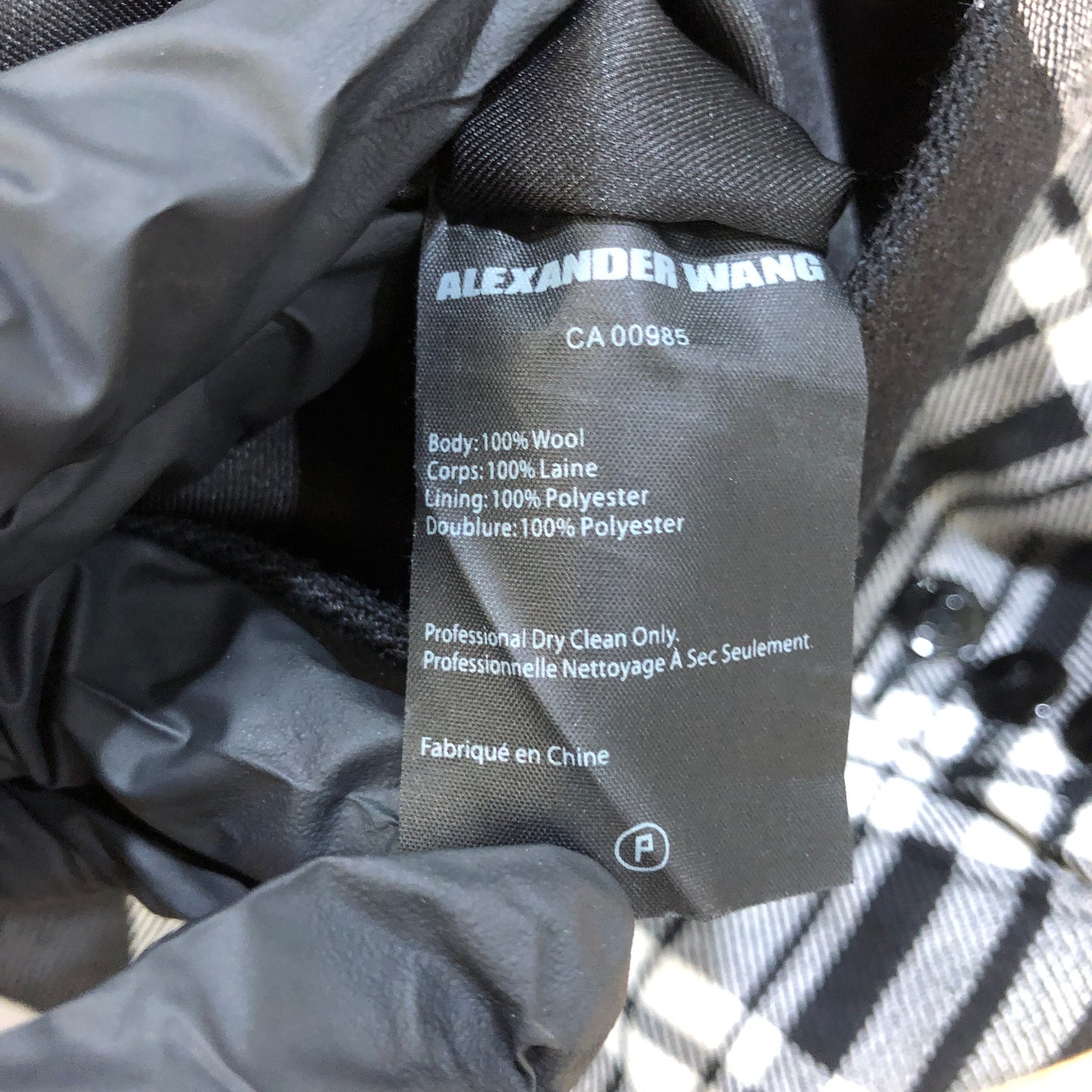 Alexander Wang Black & White Plaid Wide Leg Cropped Pants Size 0