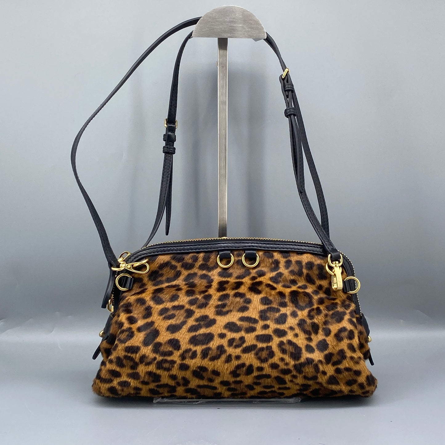 Miu Miu Leopard Print Haircalf Shoulder Bag