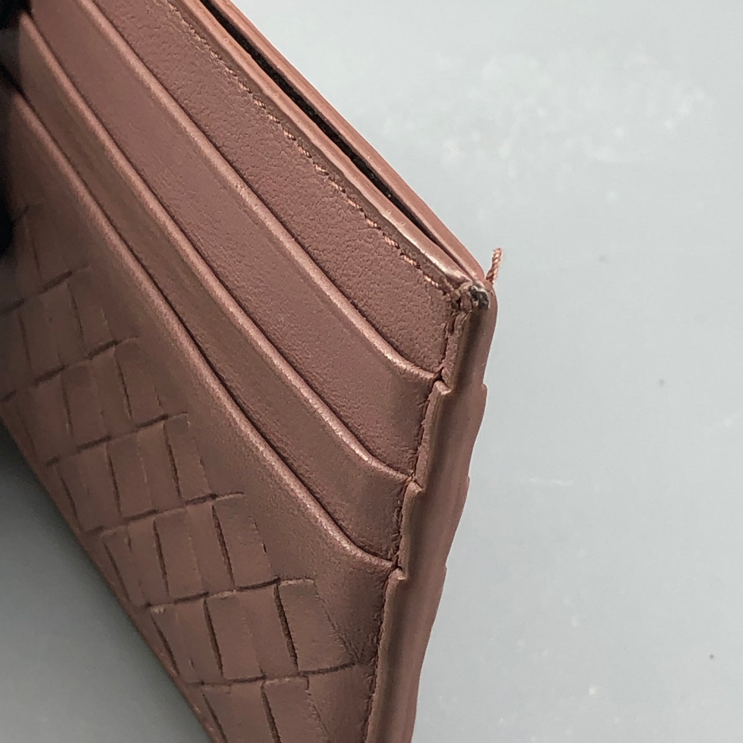 Bottega Veneta Intrecciato Dusty Pink Leather Card Case