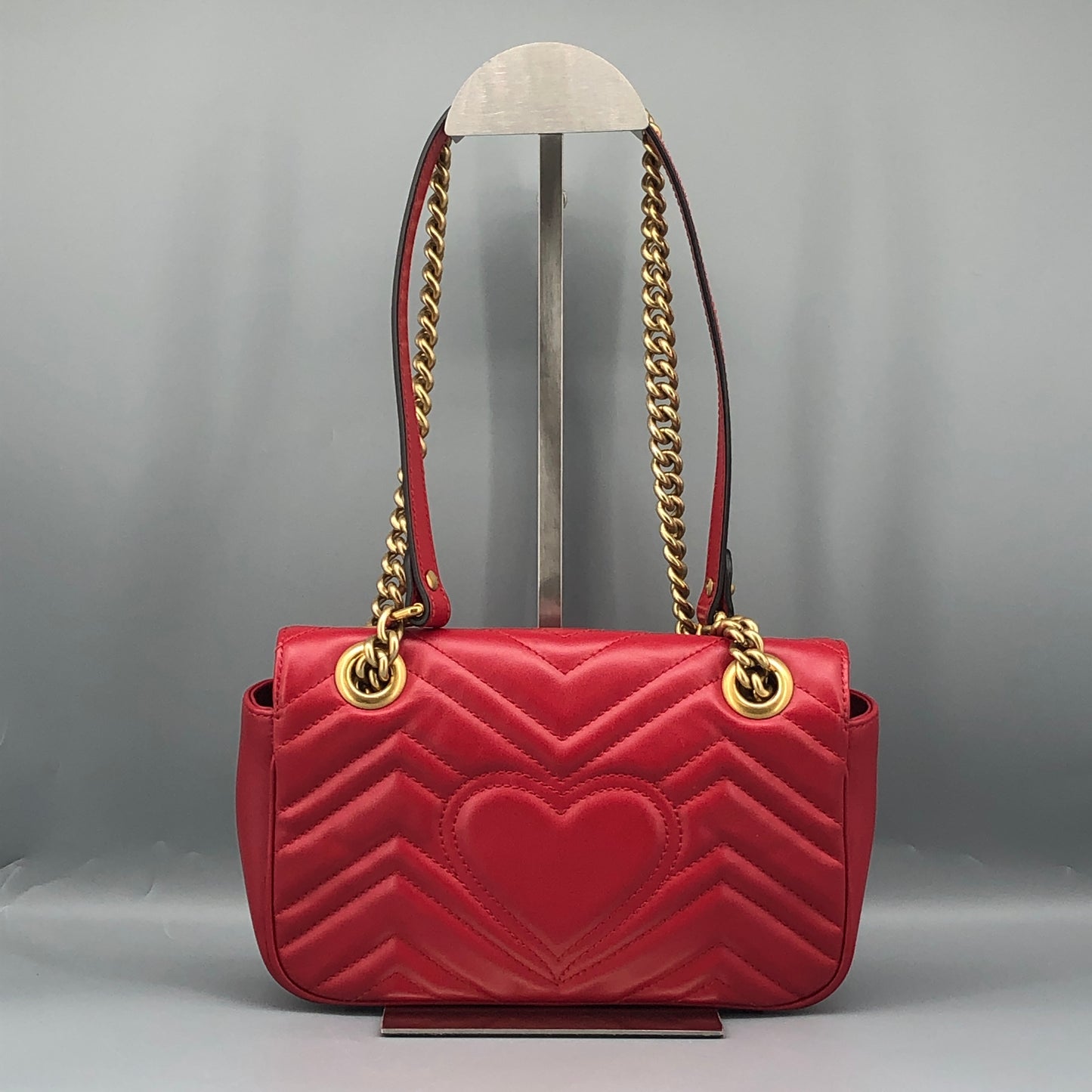 Gucci Red Quilted GG Marmont Chain Shoulder Bag