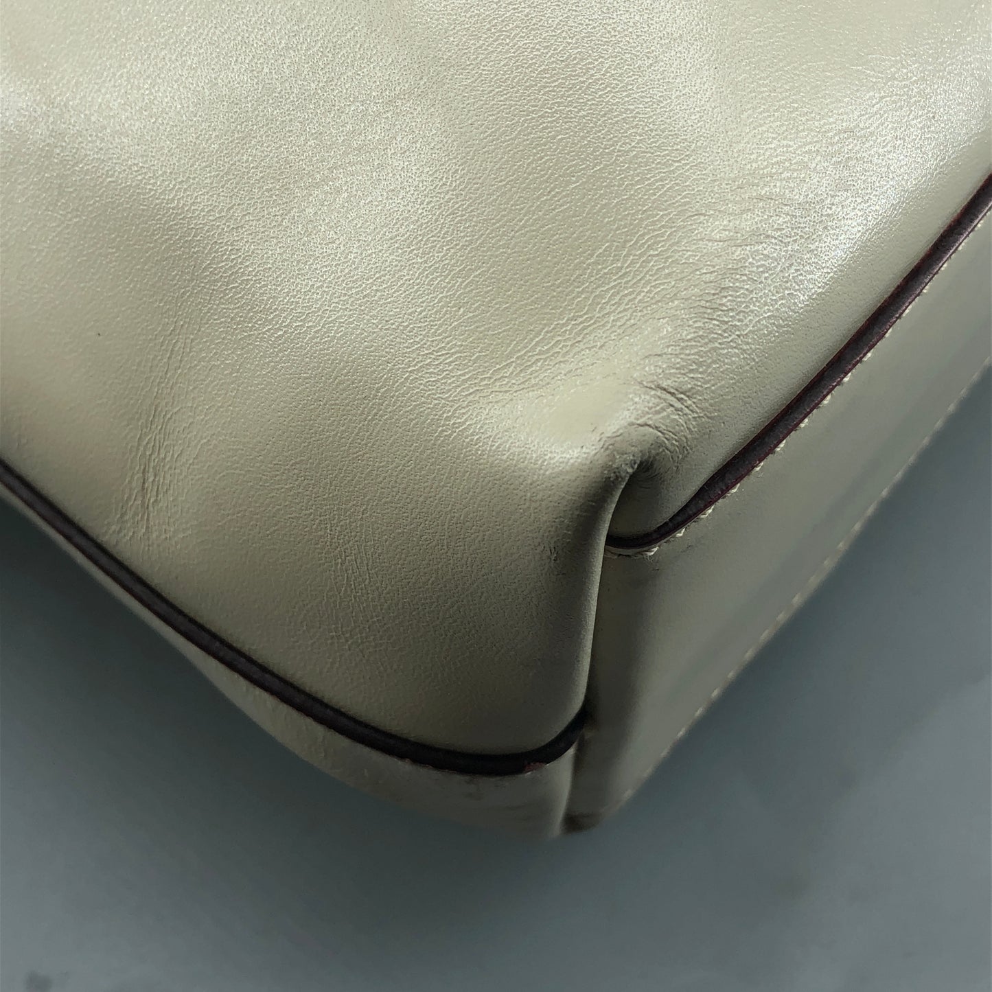 Prada Cream Leather Logo Tote Bag