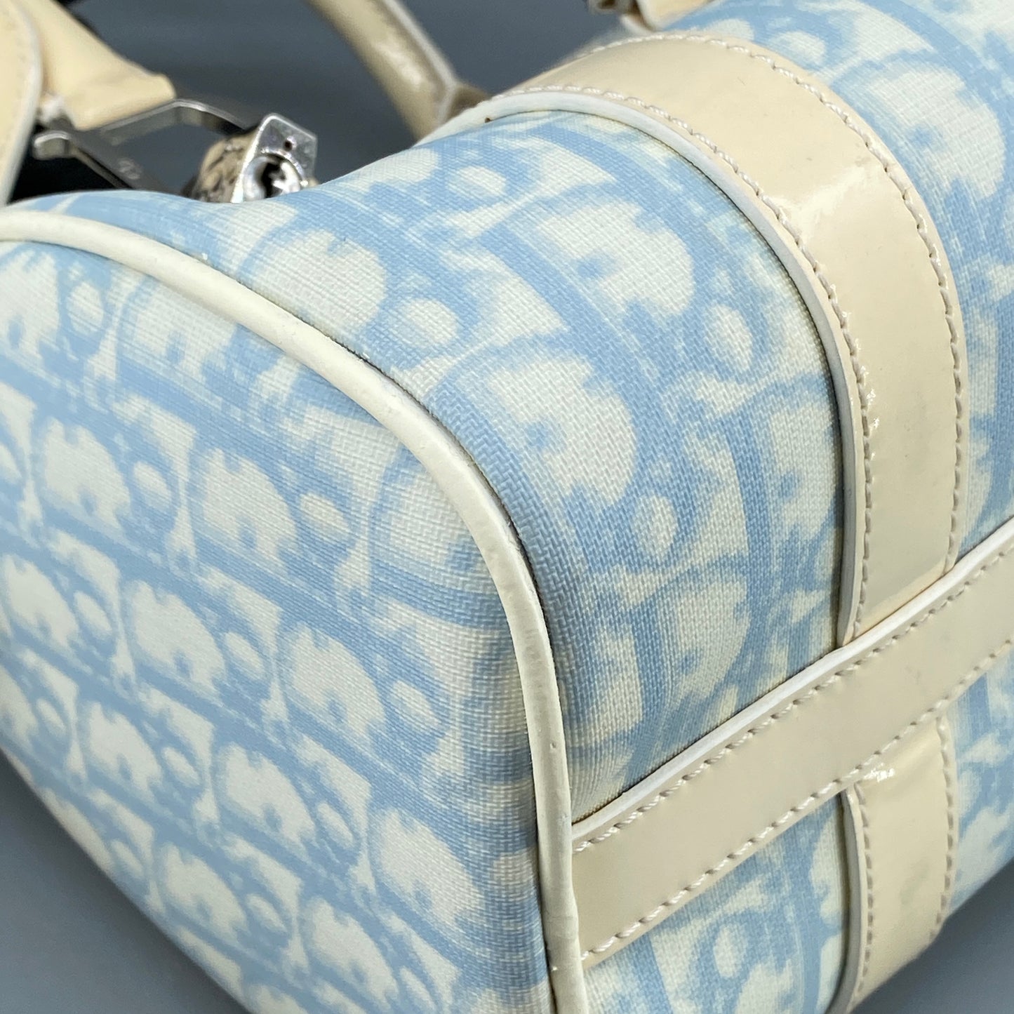 Christian Dior Vintage Oblique Boston Handbag cream/blue