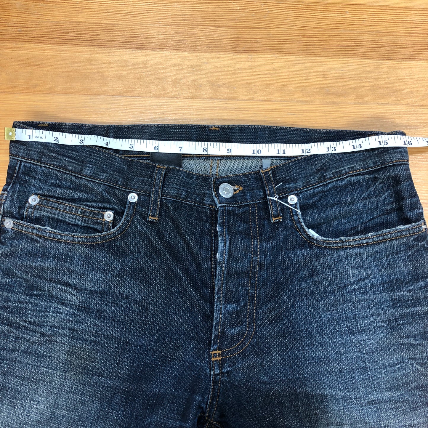 Christian Dior Dark Navy Distressed Straight Leg Denim Jeans Size 30