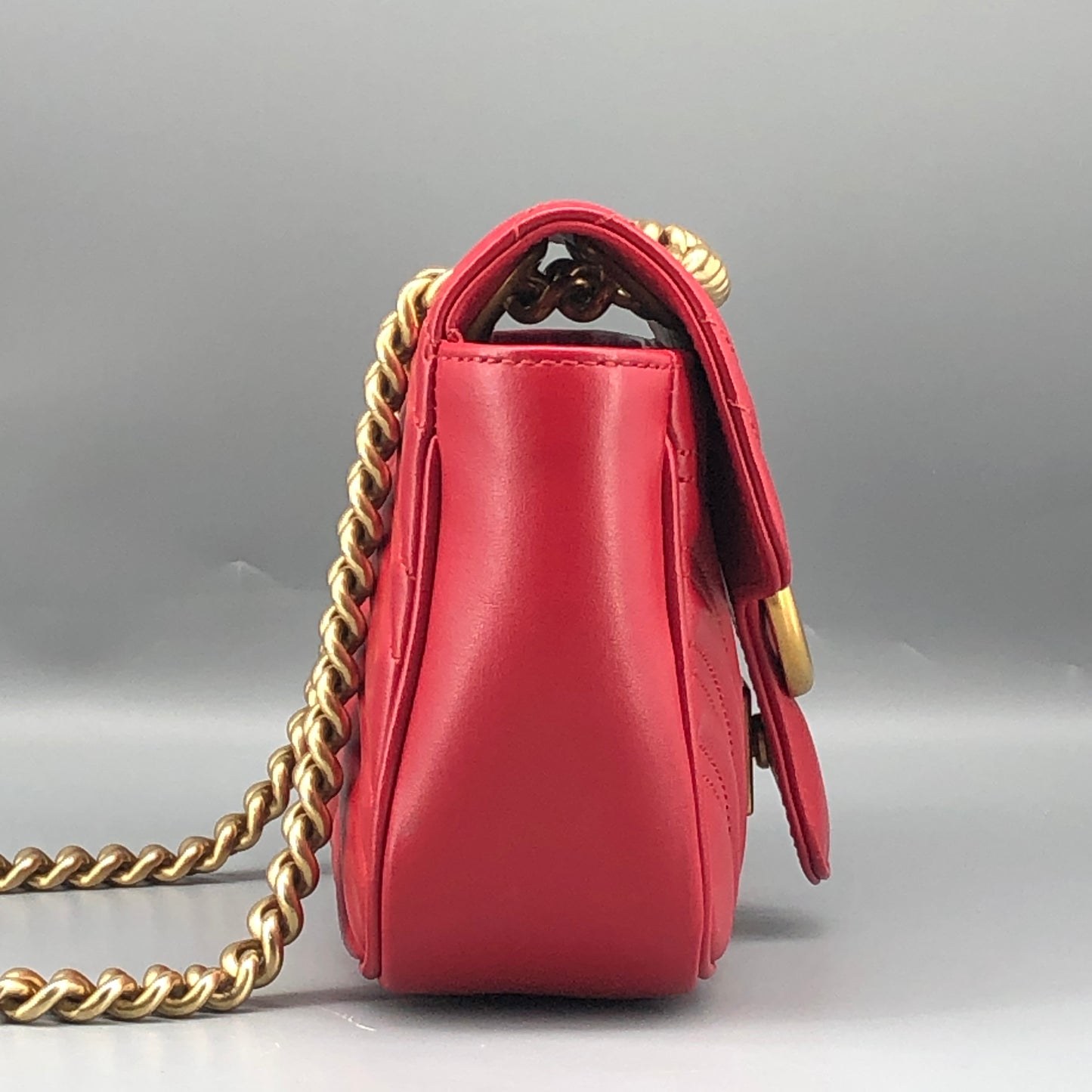 Gucci Red Quilted GG Marmont Chain Shoulder Bag