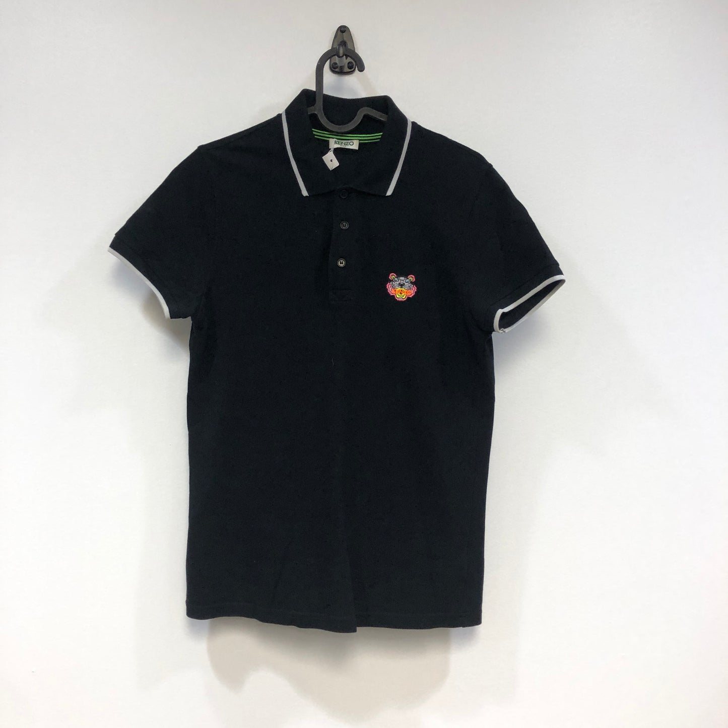 Kenzo Black Tiger Embroidered Polo Shirt Size XS