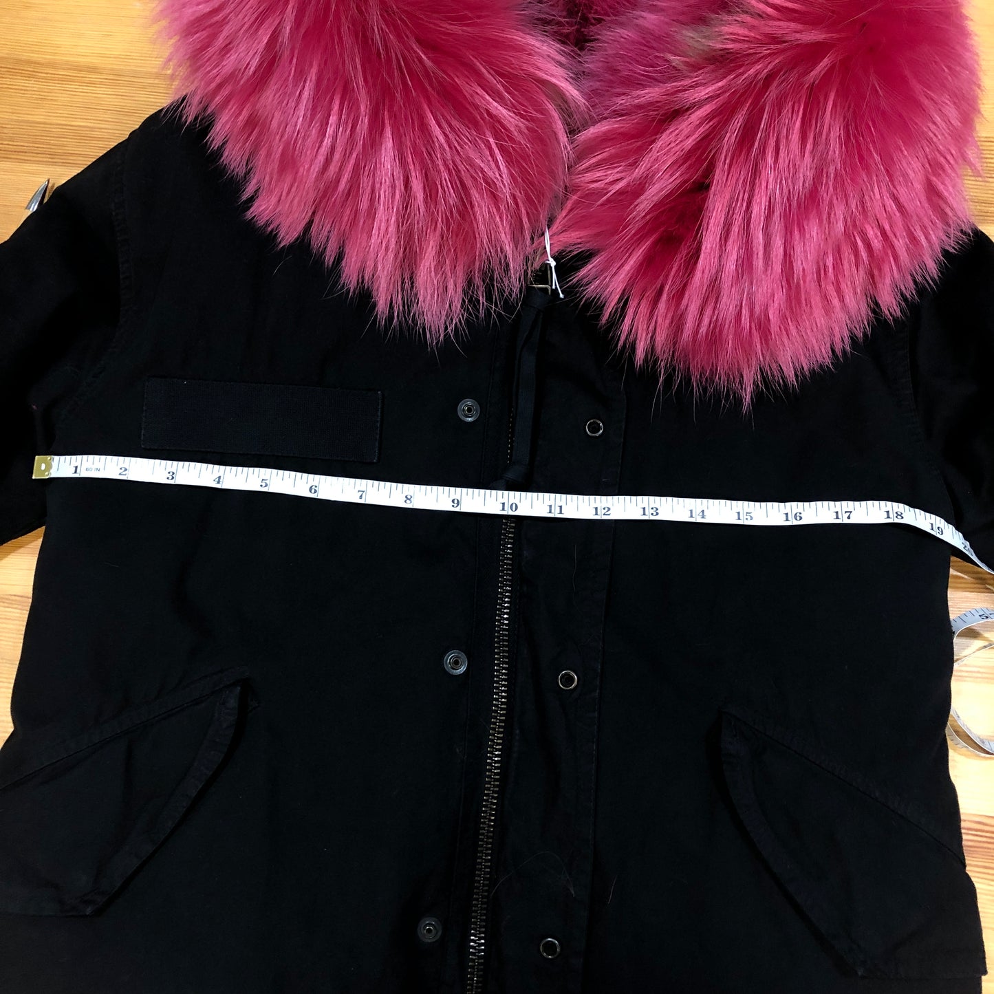 Mr & Mrs Black Fur‑Trim Hooded Parka Jacket Size XS