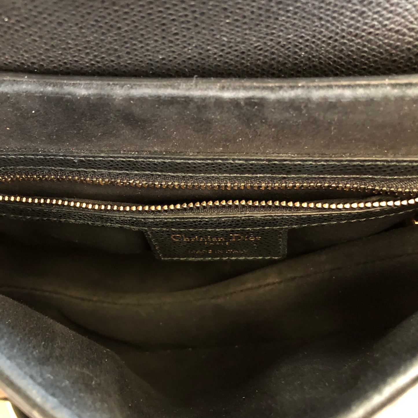 Christian Dior Saddle Medium Grained Calfskin Shoulder Bag  Black + Extra Strap