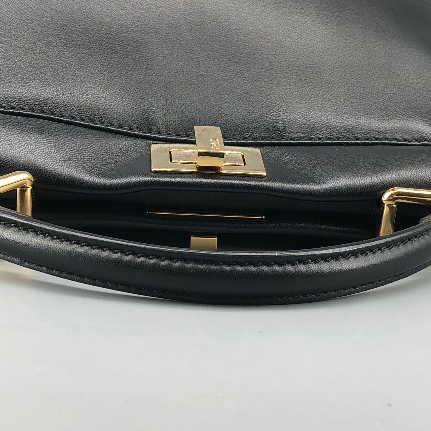 Fendi Mini Black Smooth Leather Peekaboo Handbag