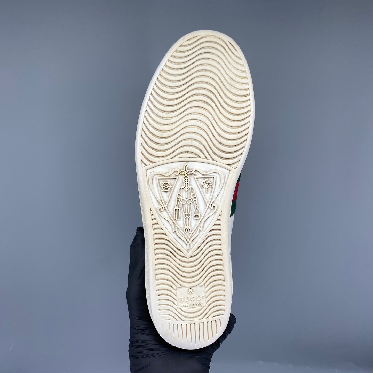 Gucci Women's White Leather Web Stripe Bee Embroidery Ace Low Top Sneakers Size 36.5