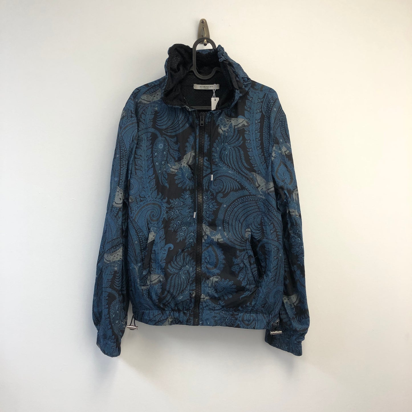 Givenchy Black/Blue Paisley Print Windbreaker Jacket Size S