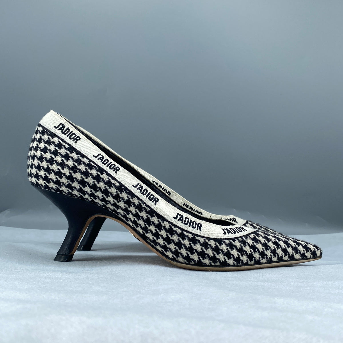 Christian Dior Houndstooth Fabric Pointed Toe High Heel  Size 37.5