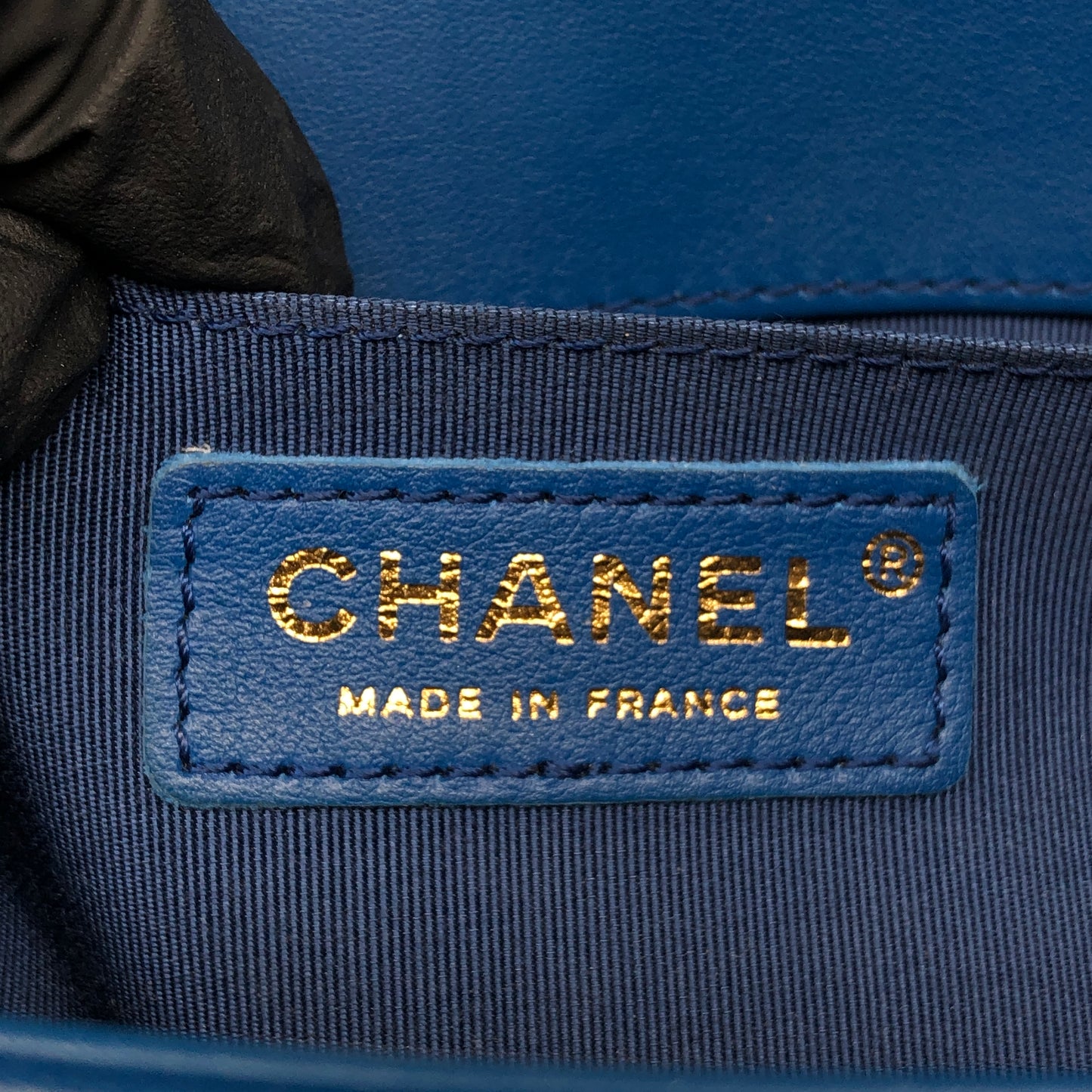 Chanel Boy Lambskin Leather Quilted Leather Chain Flap Bag Bright Blue