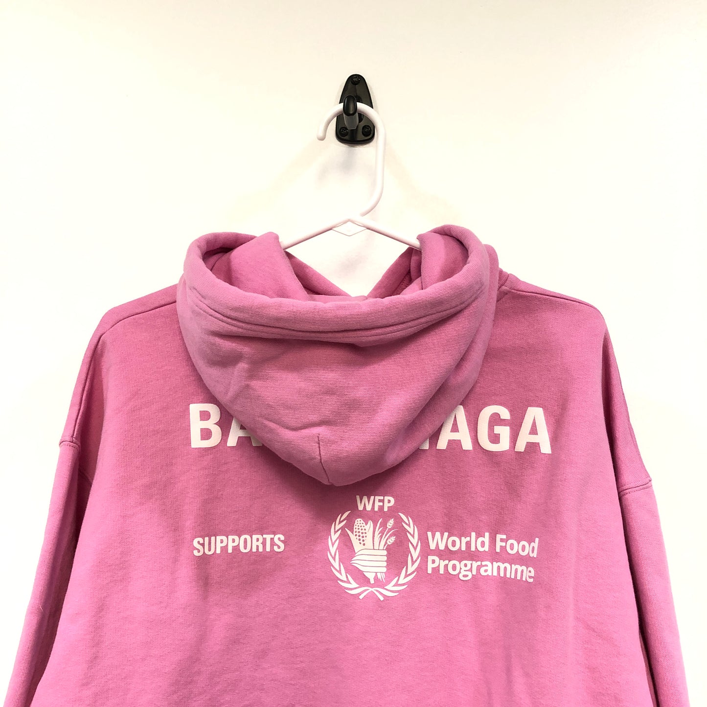 Balenciaga Pink Crest Logo Oversized Hoodie Size XS