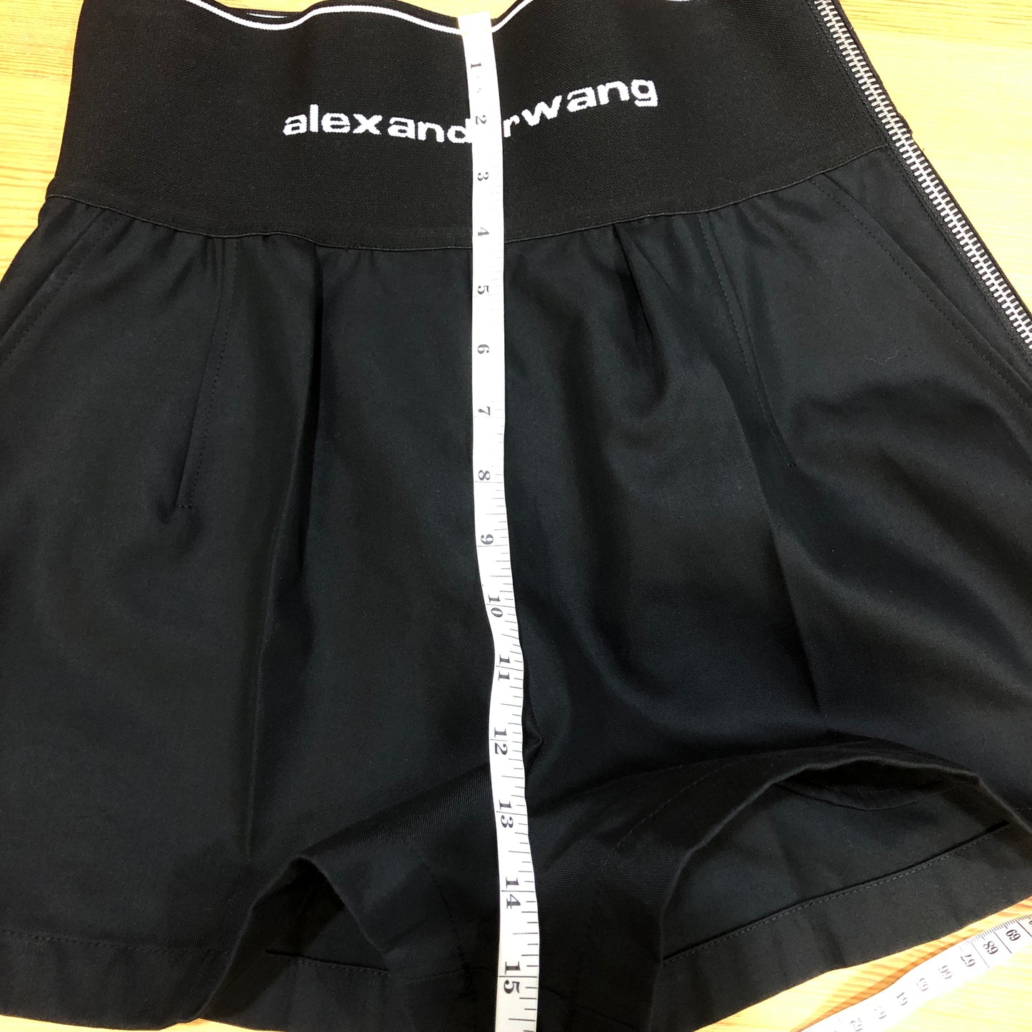 Alexander Wang Logo Waistband Shorts Size 6 Black