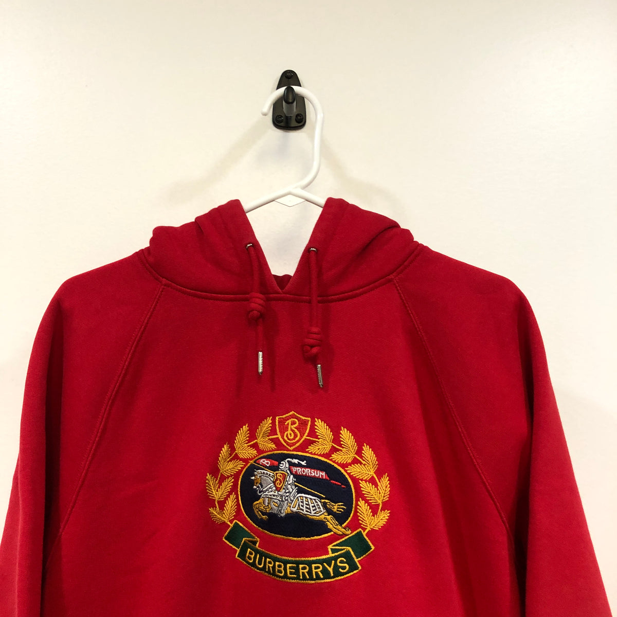 Burberry Red Vintage Crest Logo Hoodie Size M