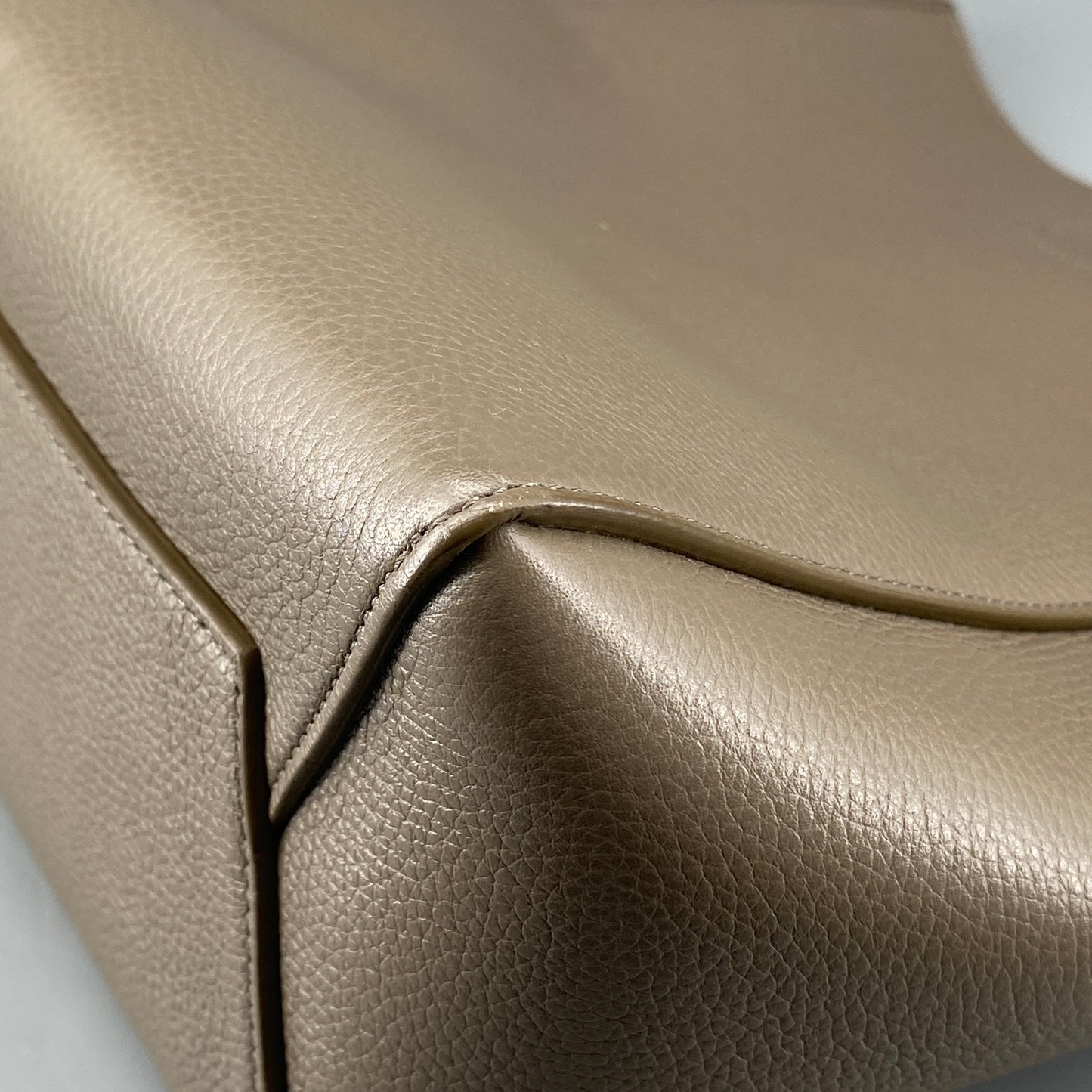Celine Taupe Pebbled Leather Bucket Shoulder Bag