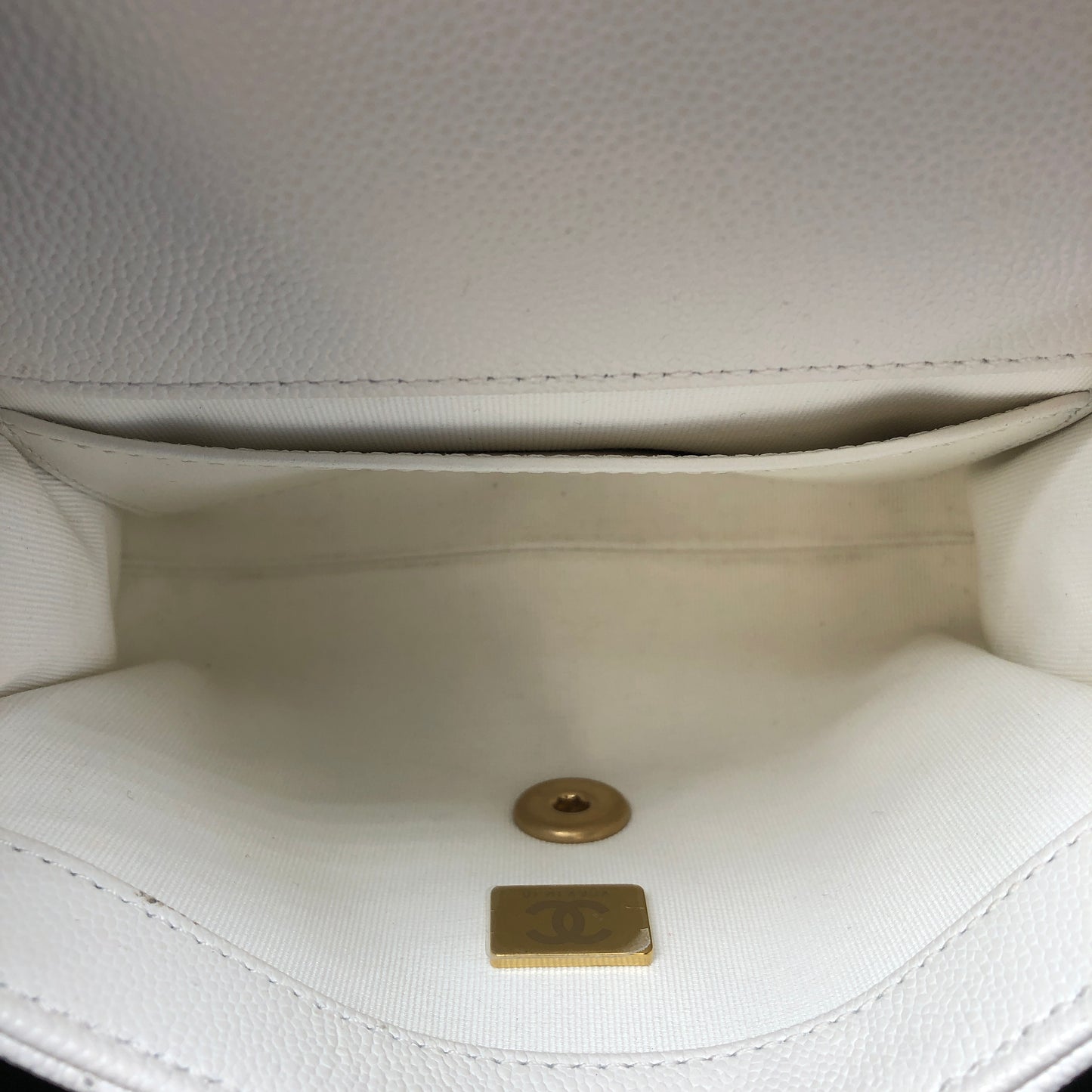 Chanel Mini Quilted Caviar Leather Flap Bag with Chain Top Handle