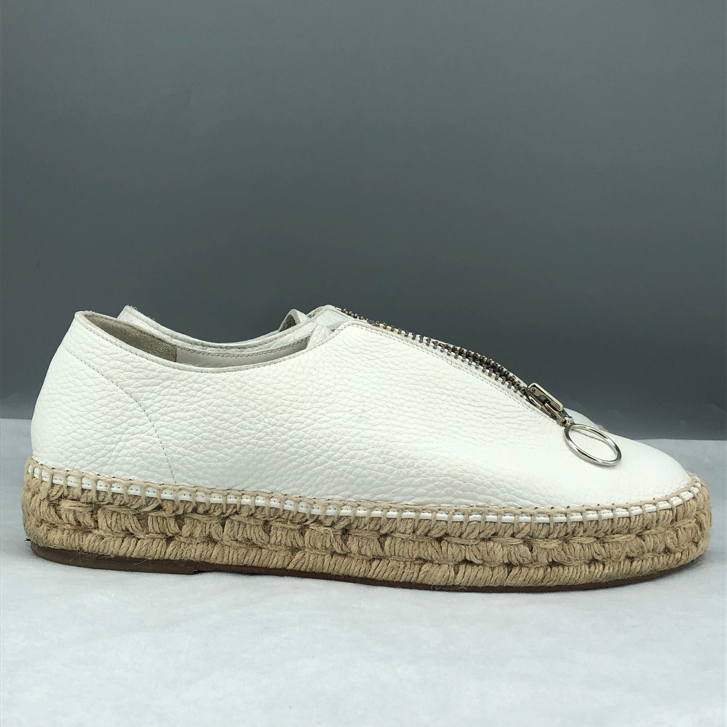 Alexander Wang Women's  White Leather Zipper Espadrille Flats Shoes Size 40