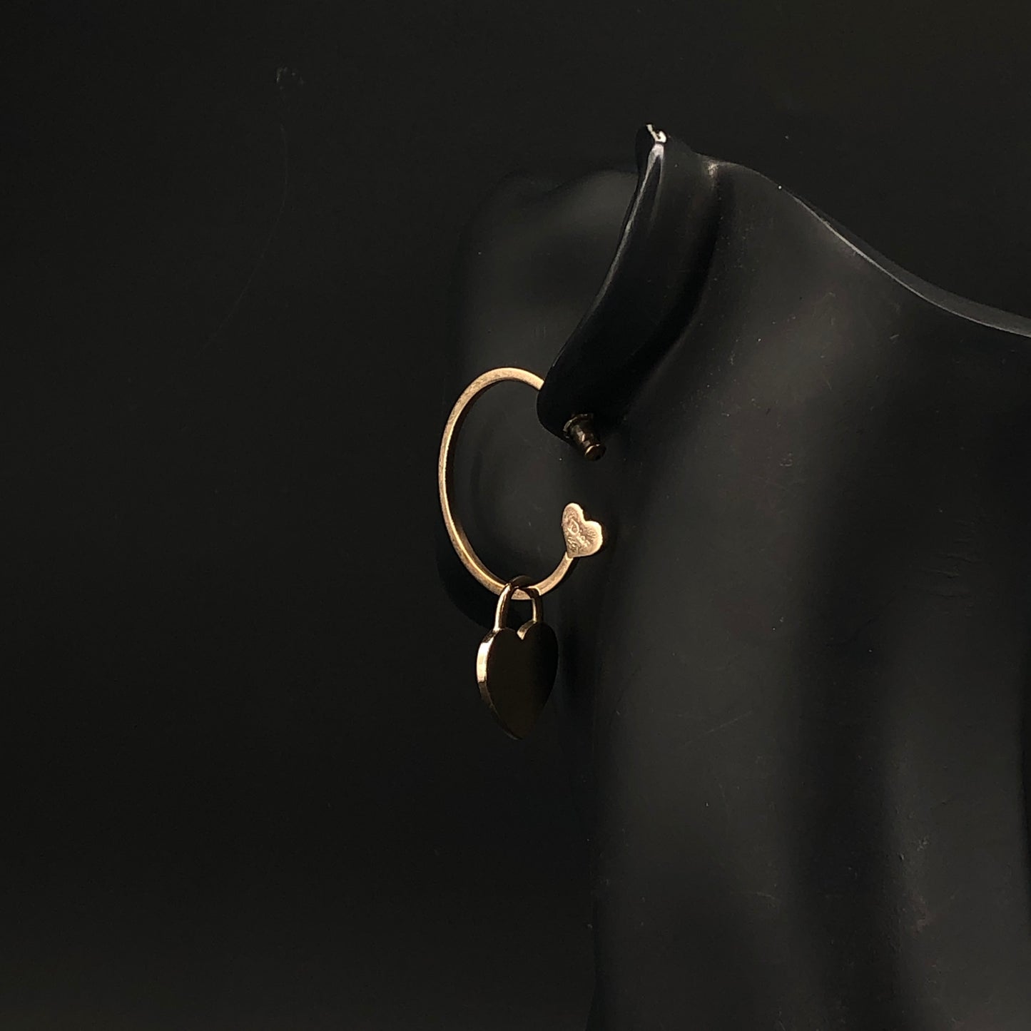 Christian Dior Gold Tone Asymmetric Heart & CD Logo Hoop Earrings