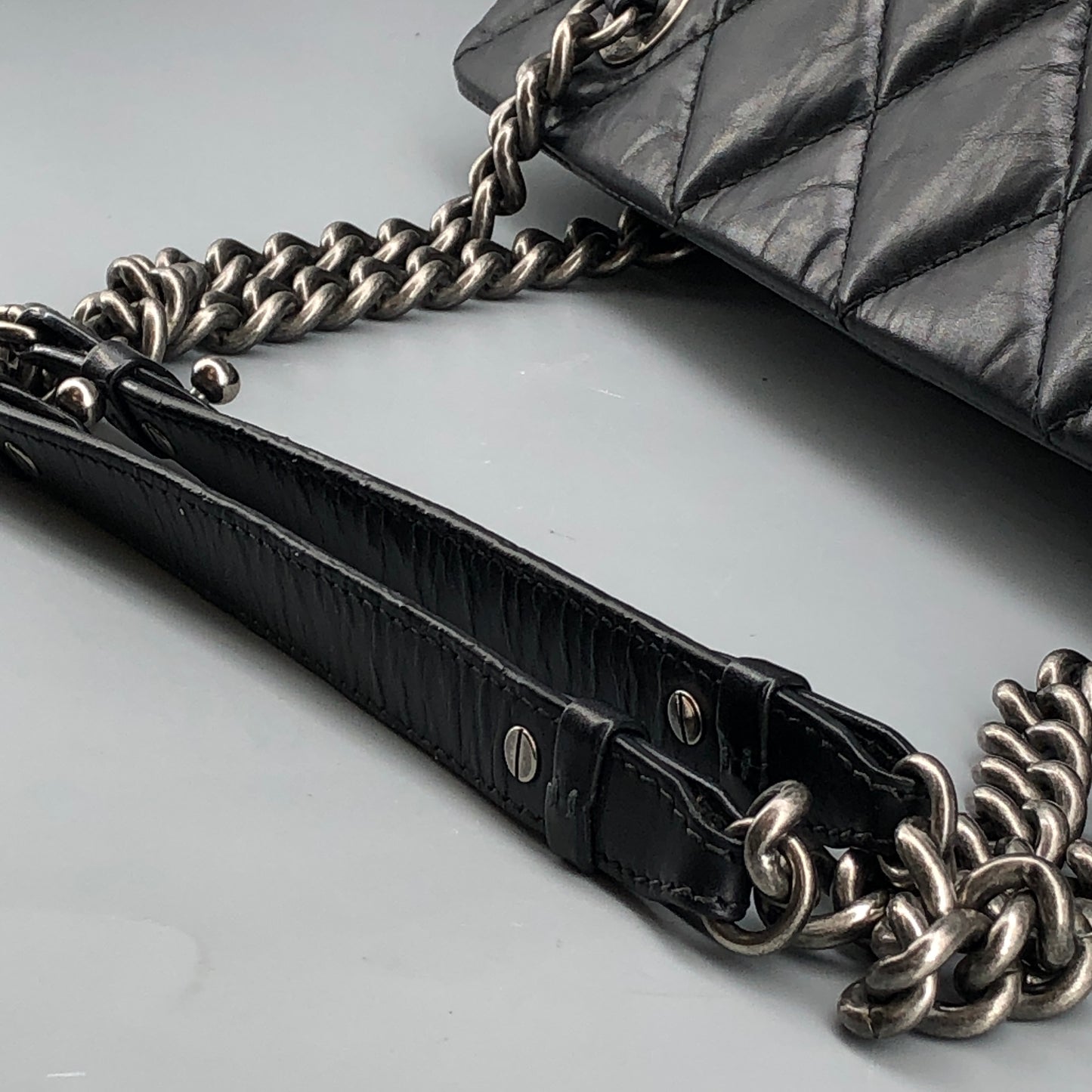 Chanel Quilted Leather Chain Shoulder Tote Bag Black