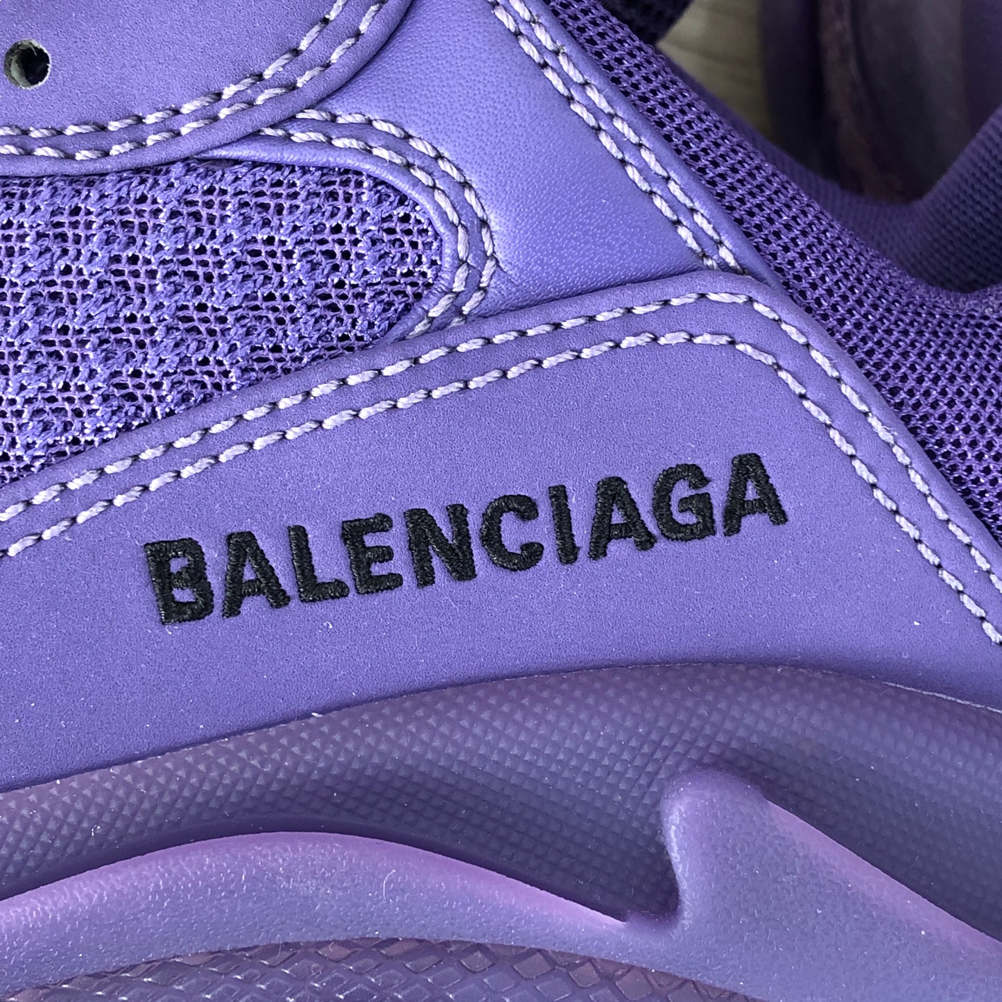 Balenciaga Women's Triple S Leather-Free Mesh Chunky Sneakers Size 36 Dark Purple