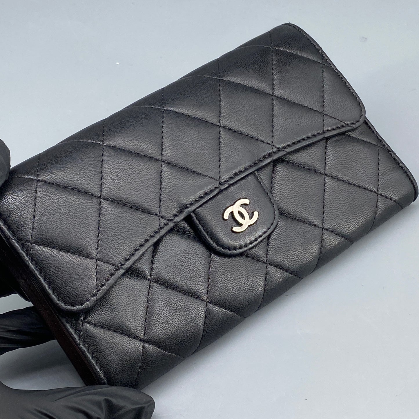 Chanel Black Quilted Lambskin Classic Flap Long Wallet