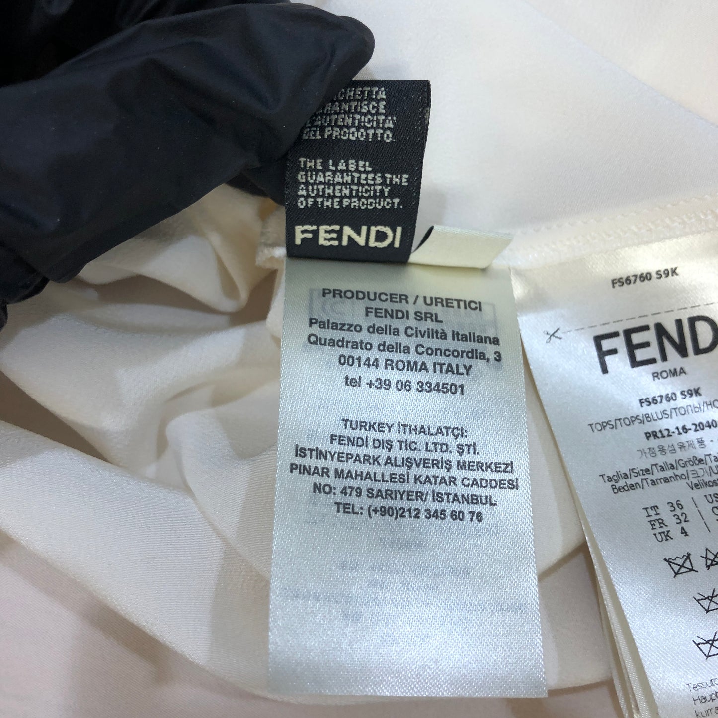 Fendi Cream Silk Blouse Size 36