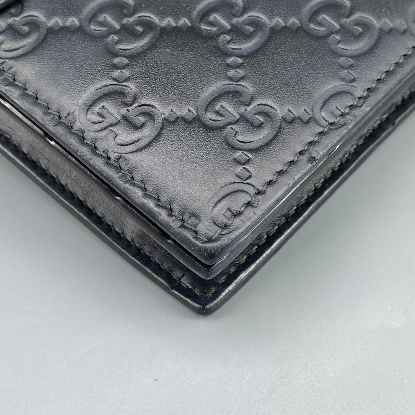 Gucci Black GG Embossed Chain Wallet Bag