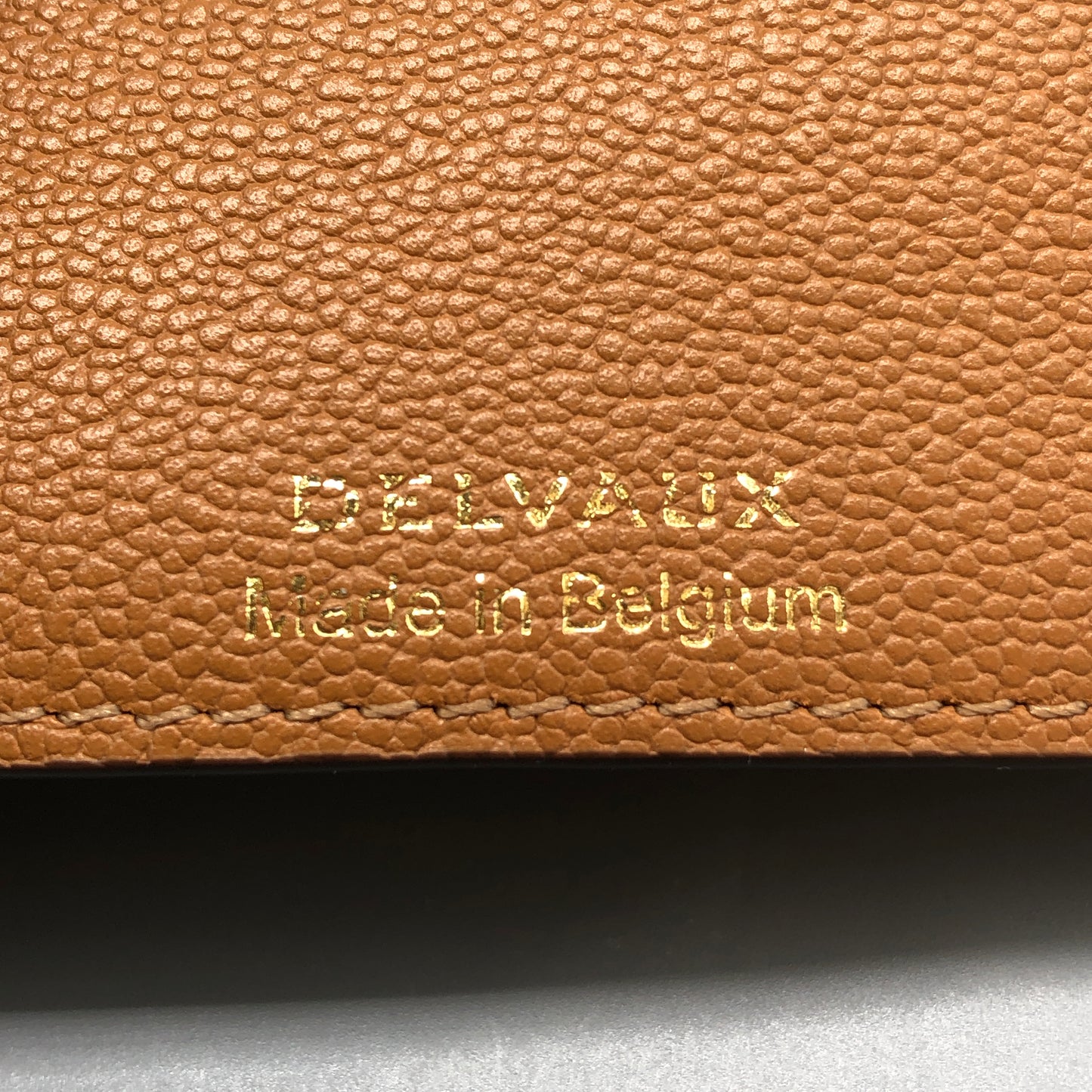 Delvaux Tan Grained Leather Compact Wallet