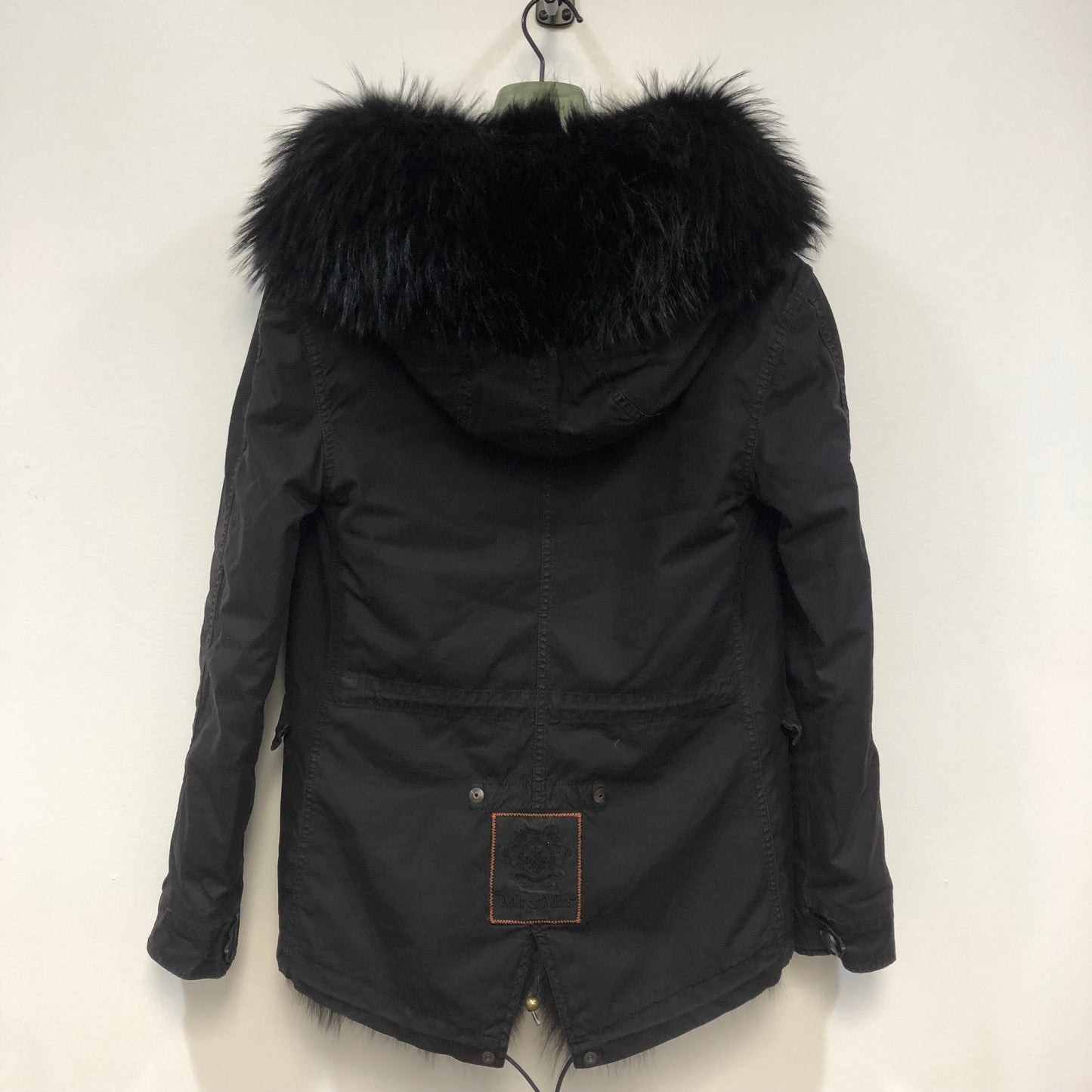 Mr & Mrs Italy Fur Trim Parka Size XS Black