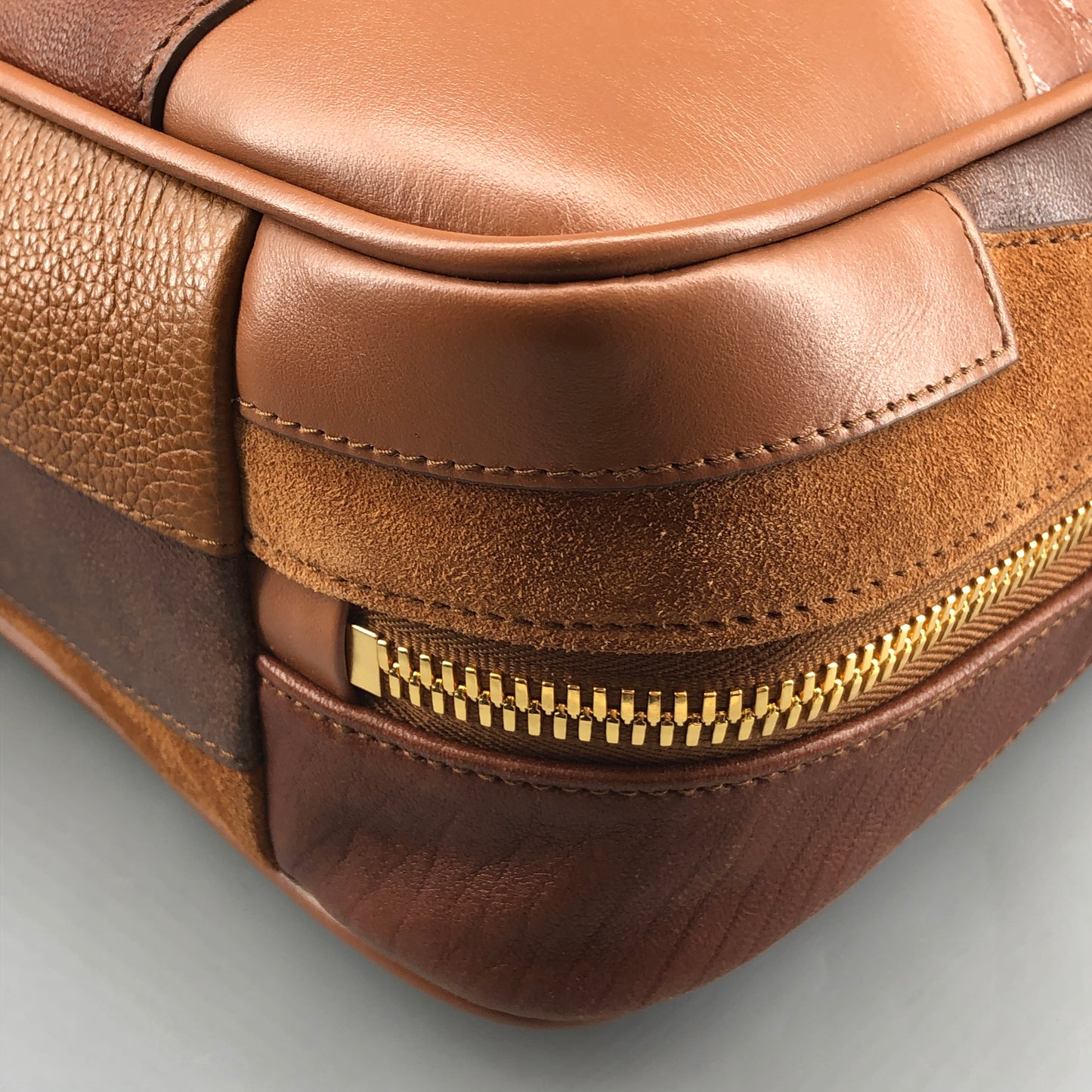 Miu Miu Nappa Patchwork Medium Beau Top Handle Bag Cognac