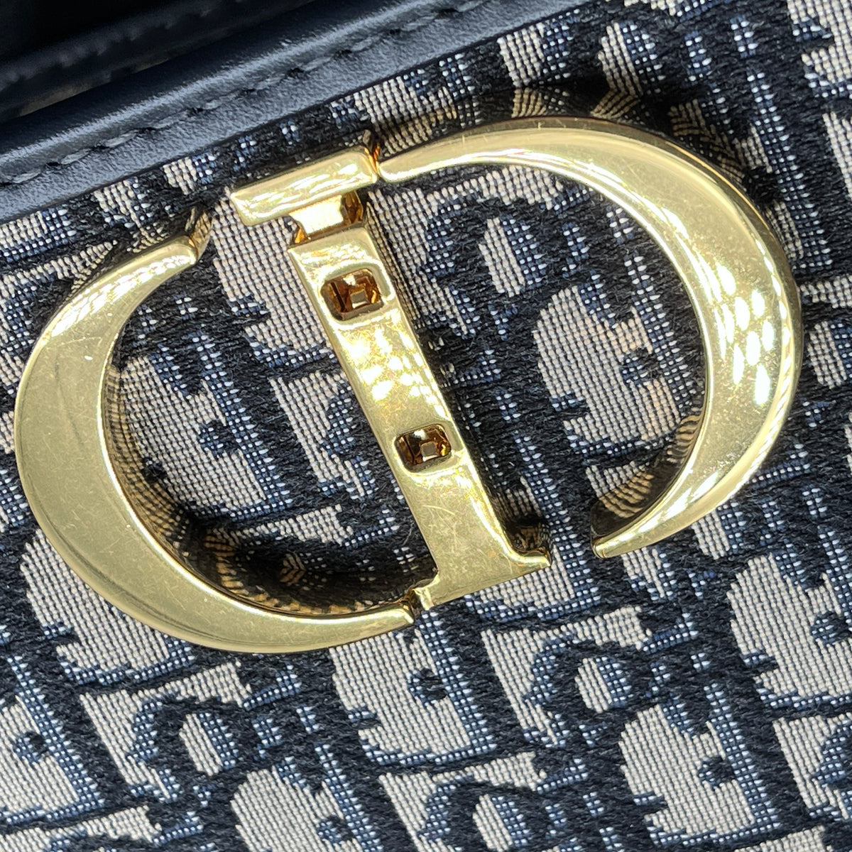 Christian Dior Navy Blue Oblique Jacquard 30 Montaigne Shoulder Bag