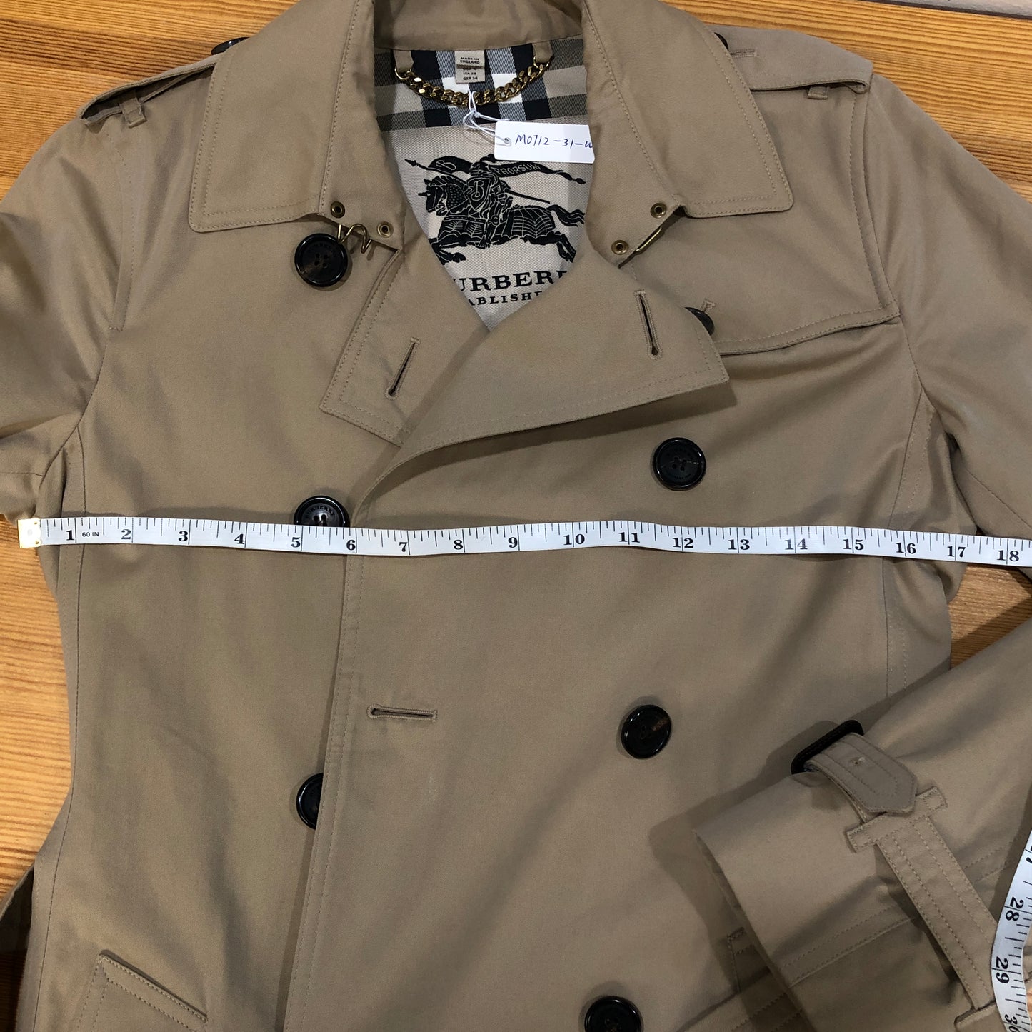 Burberry Tan Double Breasted Mid-Length Trench Coat Size 4