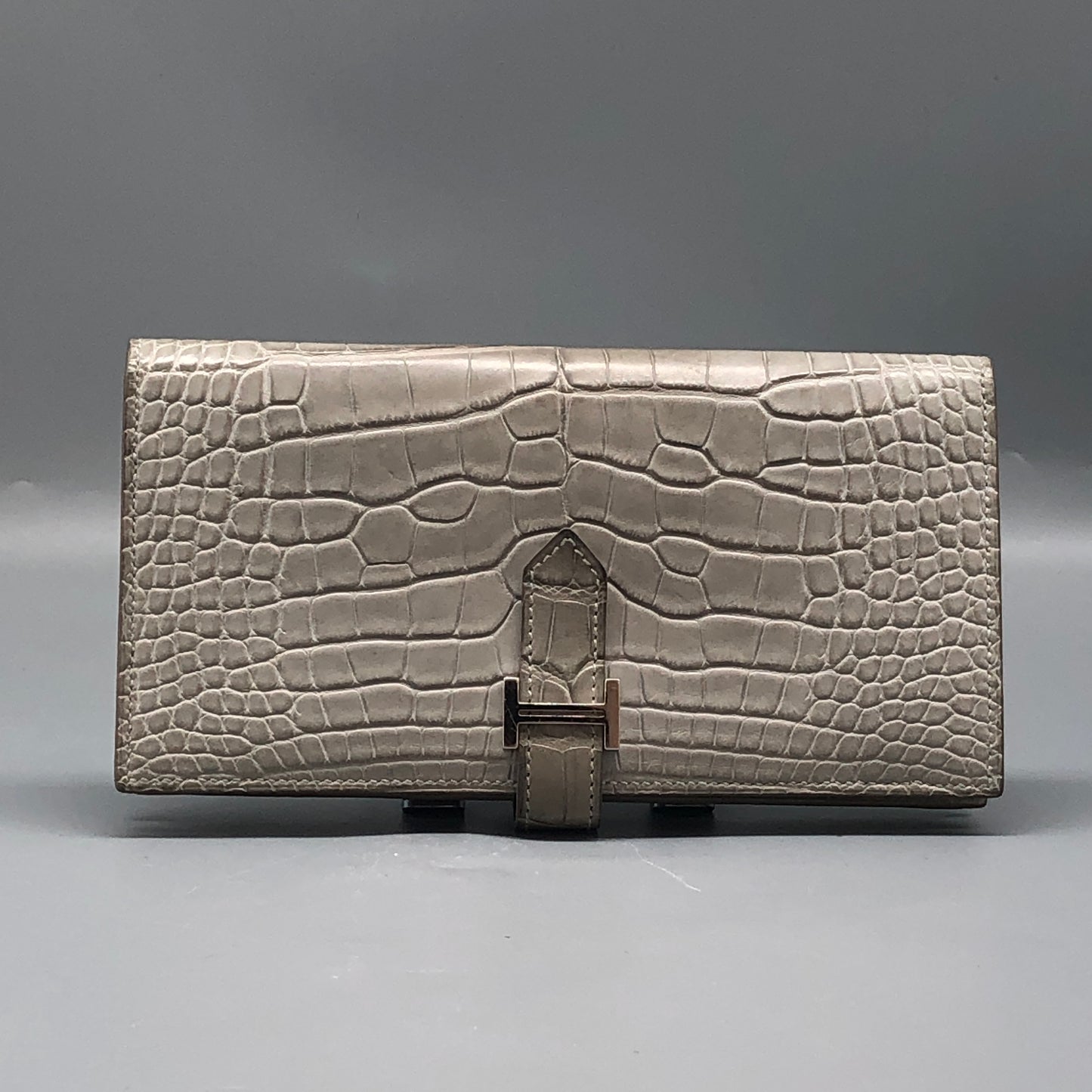 Hermes Grey Alligator Long Wallet