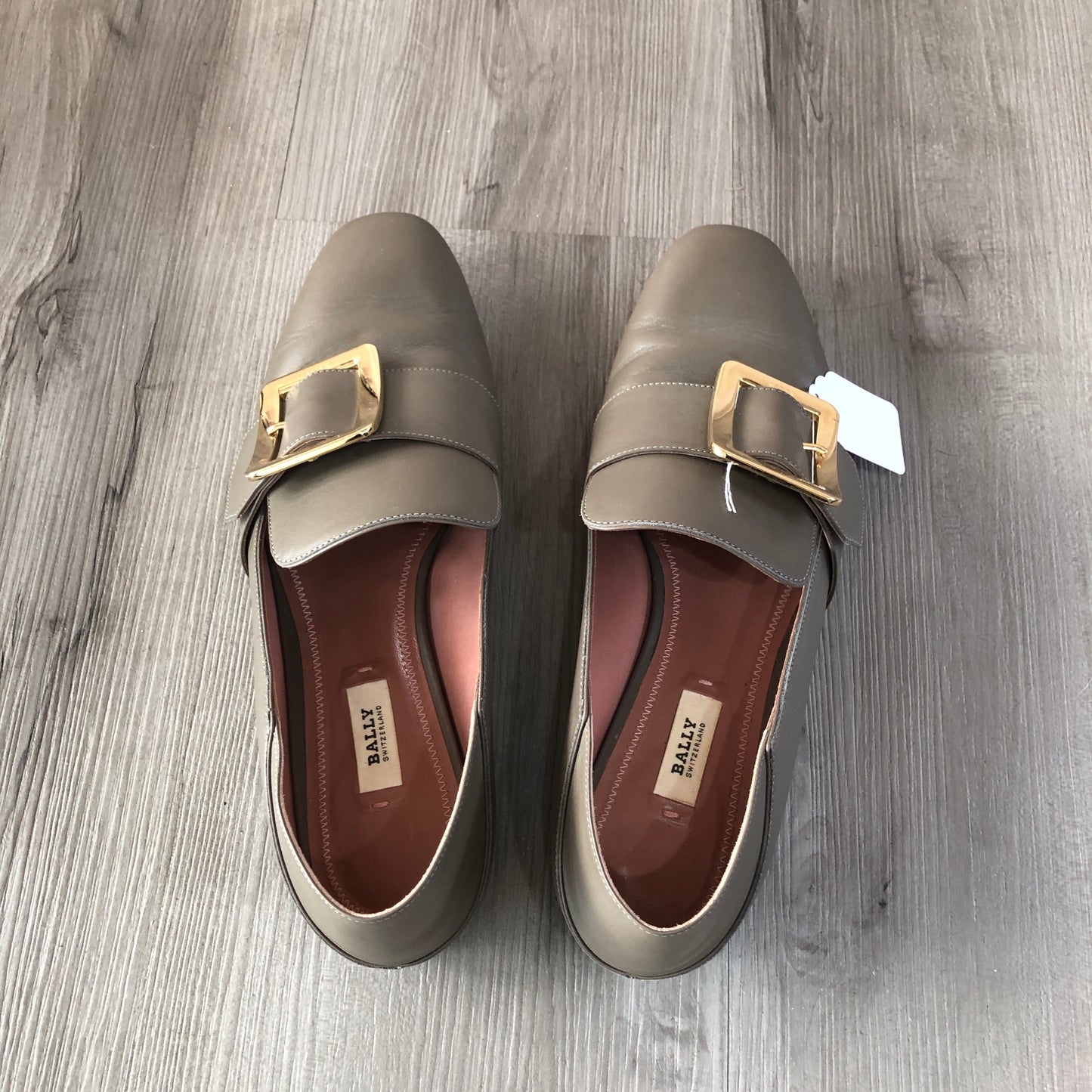 Bally Women's Square Buckle Leather Loafer Mules Size 38.5 Tan
